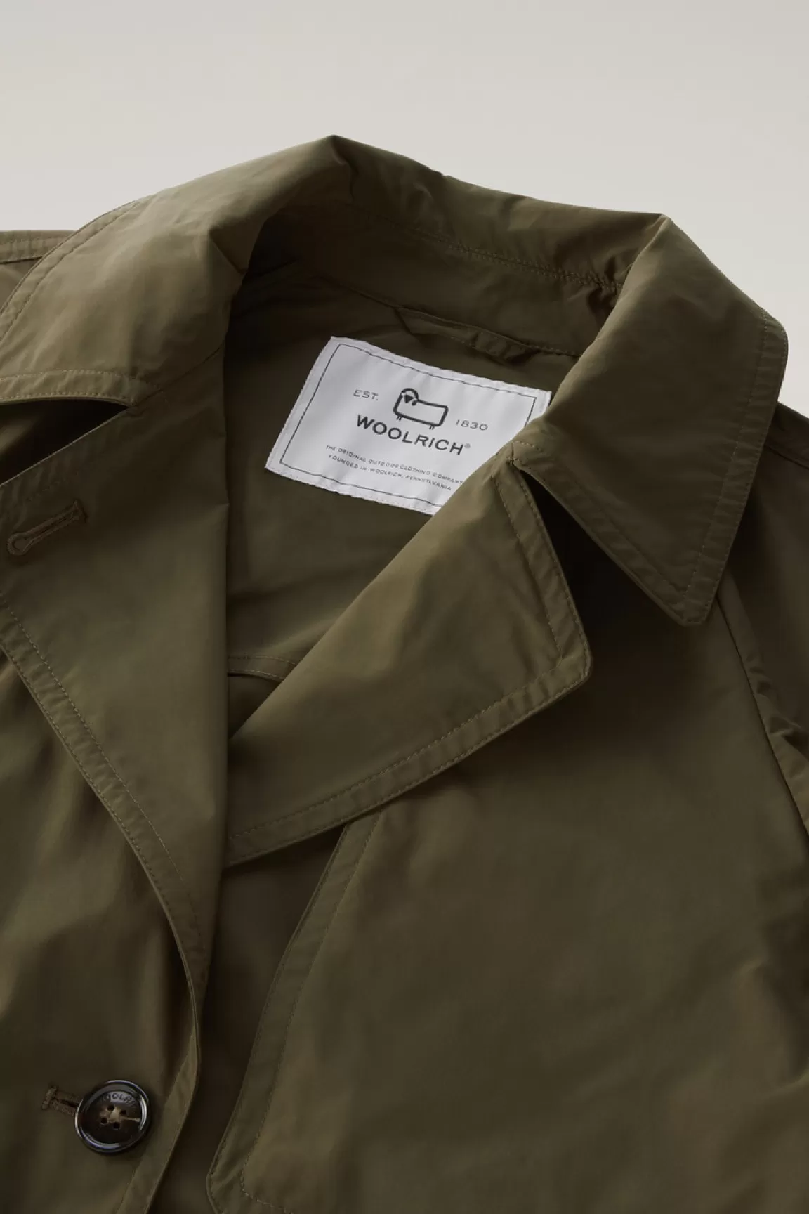 Woolrich Trenchcoat Van Urban Touch-stof Met Tailleband Met Riem Dark Green Cheap