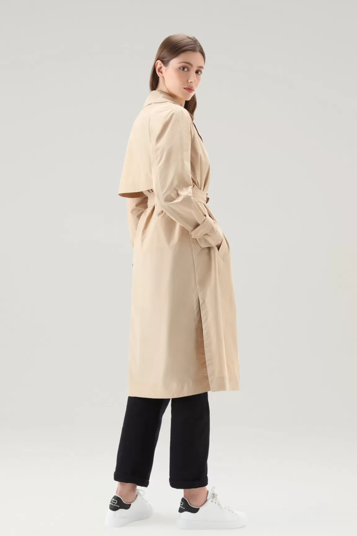 Woolrich Trenchcoat Van Urban Touch-stof Met Tailleband Met Riem Feather Beige Sale