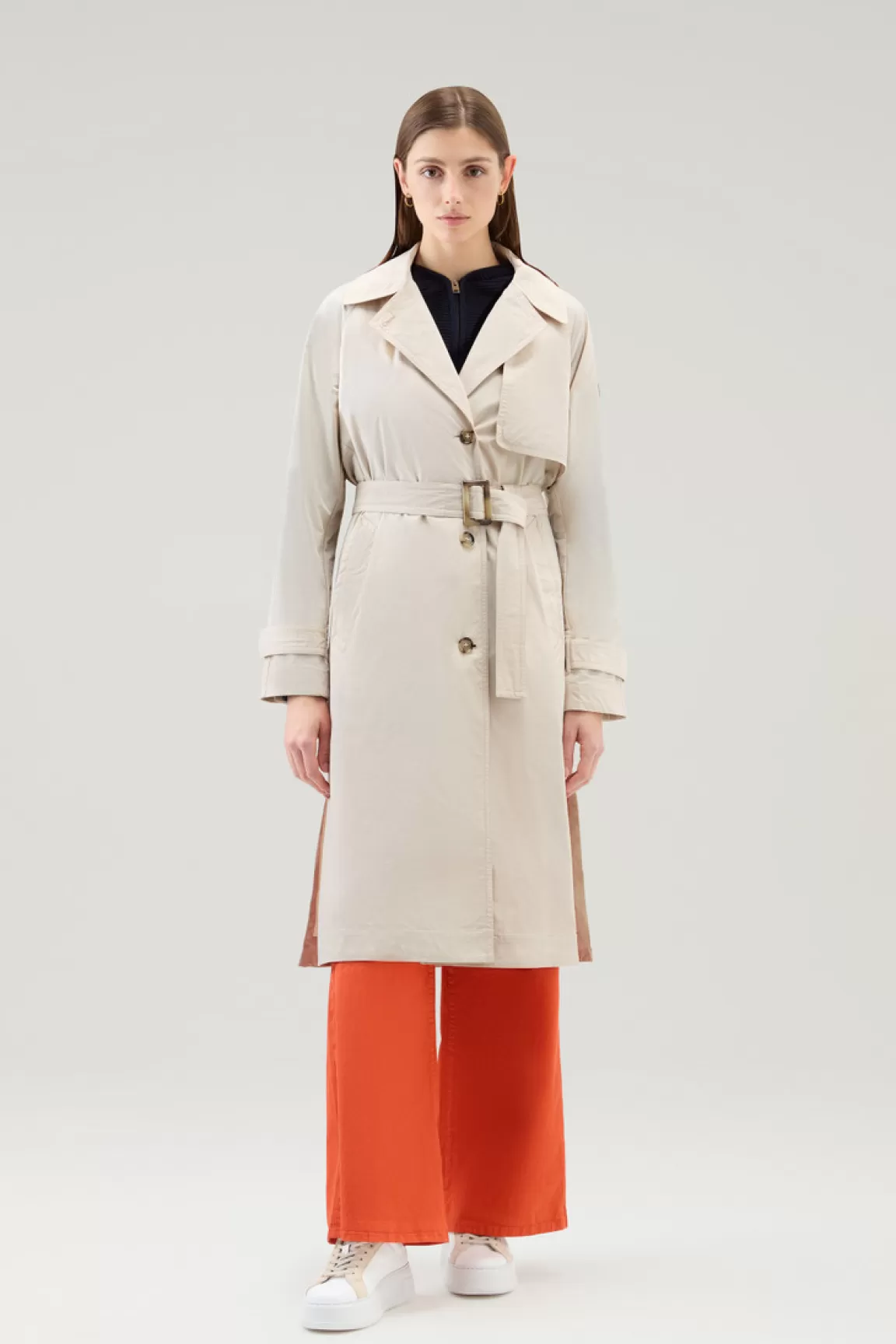 Woolrich Trenchcoat Van Urban Touch-stof Met Tailleband Met Riem Light Oak Cheap