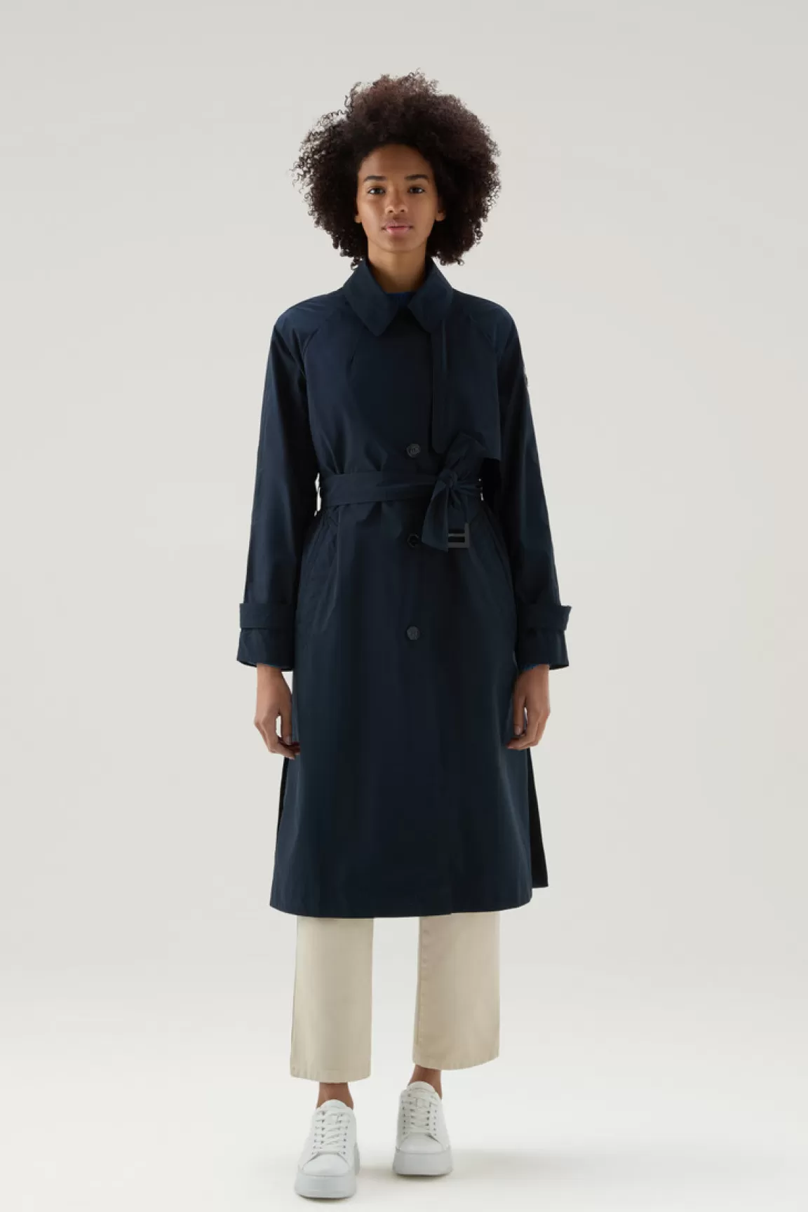 Woolrich Trenchcoat Van Urban Touch-stof Met Tailleband Met Riem Melton Blue Shop