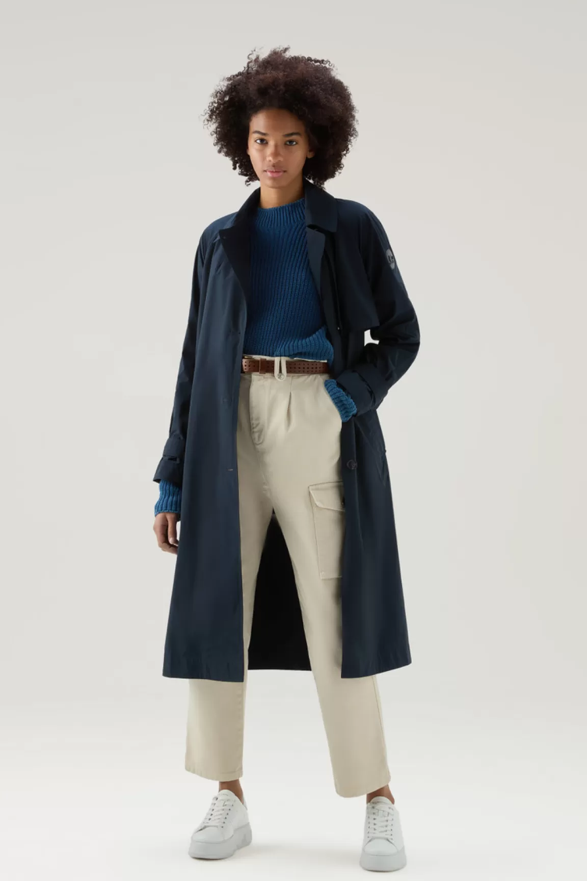 Woolrich Trenchcoat Van Urban Touch-stof Met Tailleband Met Riem Melton Blue Shop