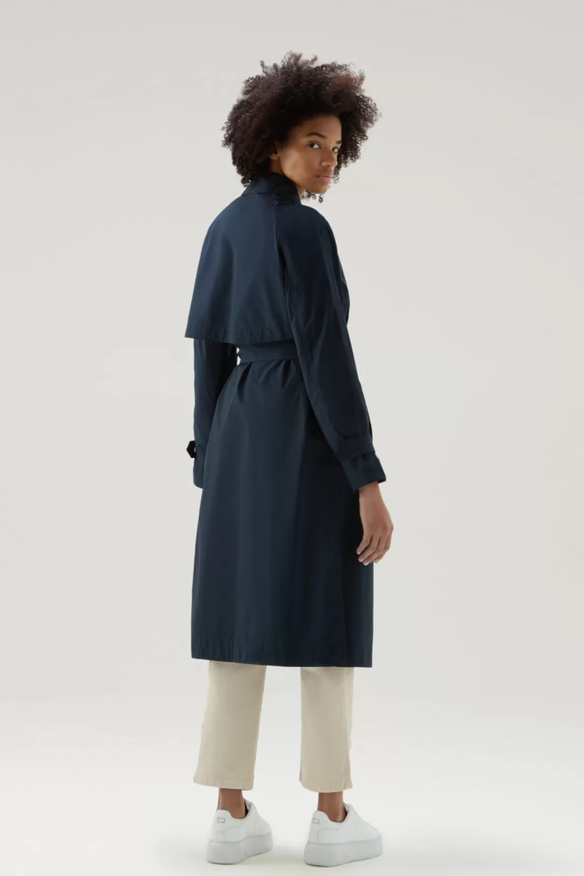 Woolrich Trenchcoat Van Urban Touch-stof Met Tailleband Met Riem Melton Blue Shop