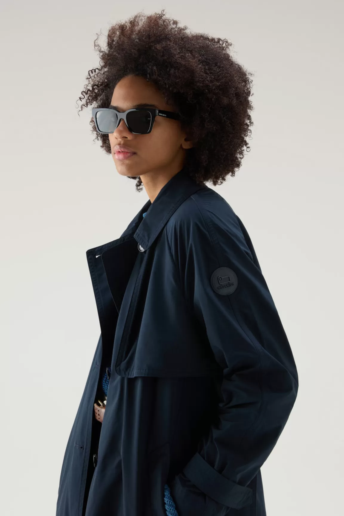 Woolrich Trenchcoat Van Urban Touch-stof Met Tailleband Met Riem Melton Blue Shop