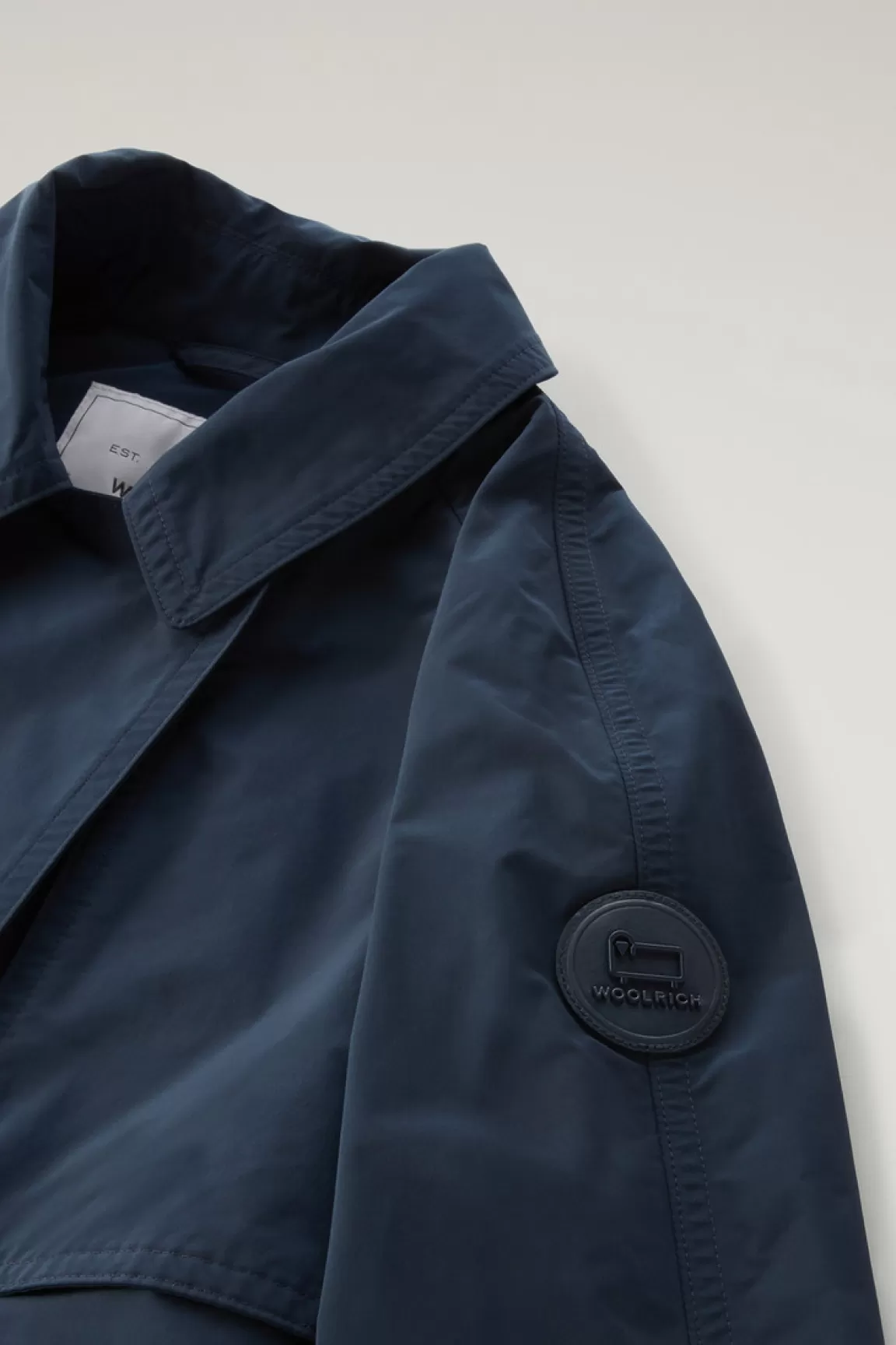Woolrich Trenchcoat Van Urban Touch-stof Met Tailleband Met Riem Melton Blue Shop