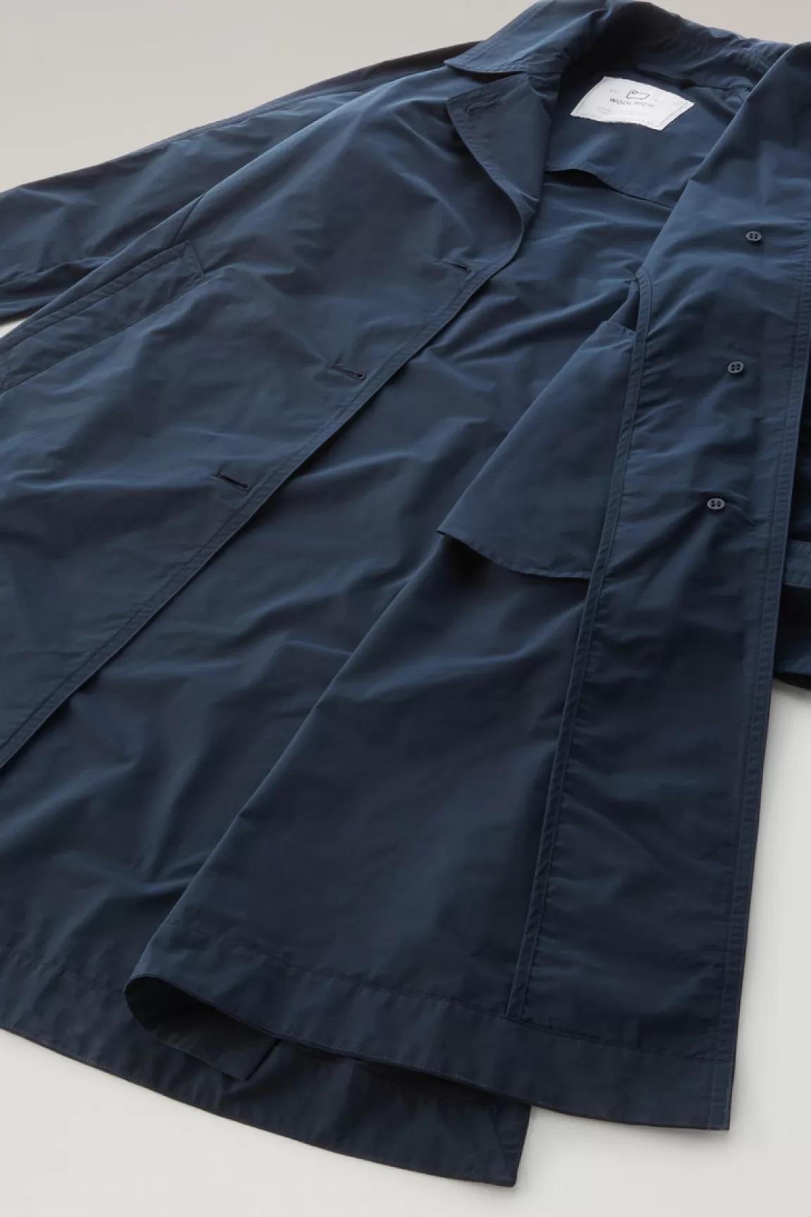 Woolrich Trenchcoat Van Urban Touch-stof Met Tailleband Met Riem Melton Blue Shop