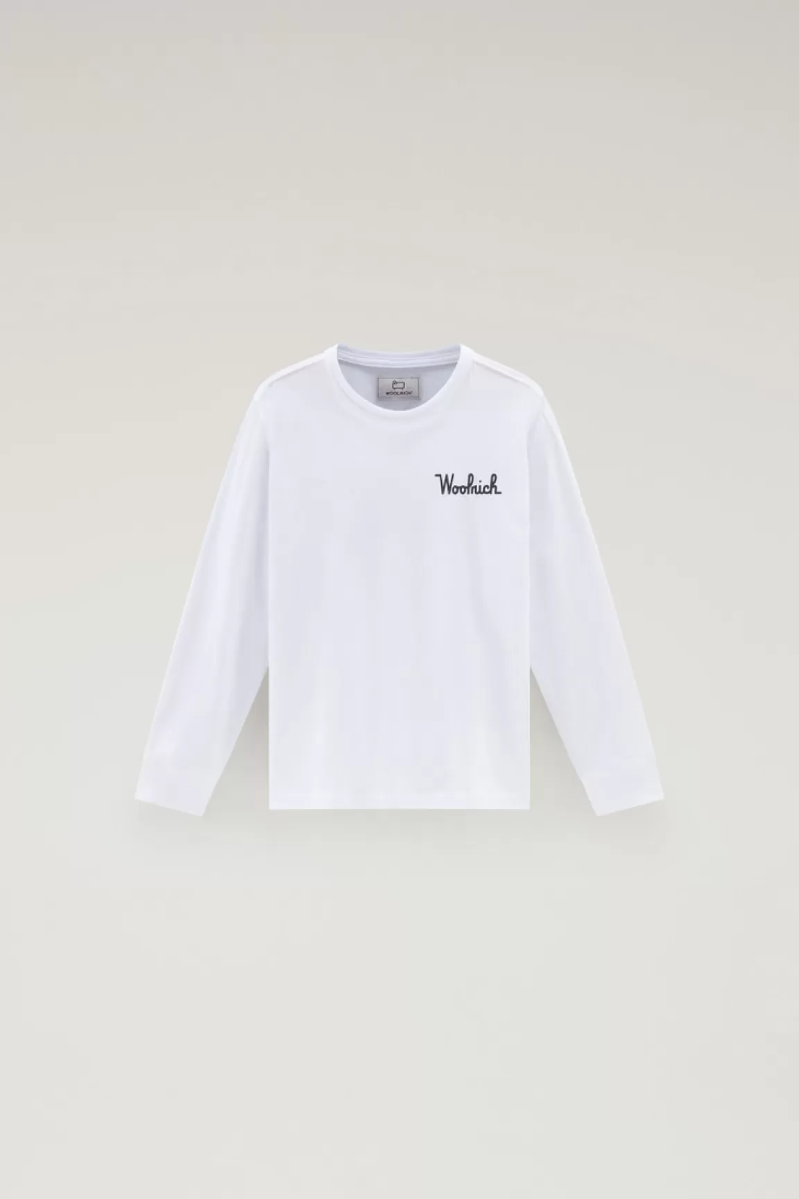 Woolrich T-shirt Met Lange Mouwen Voor Jongens Van Zuiver Katoen Bright White Cheap