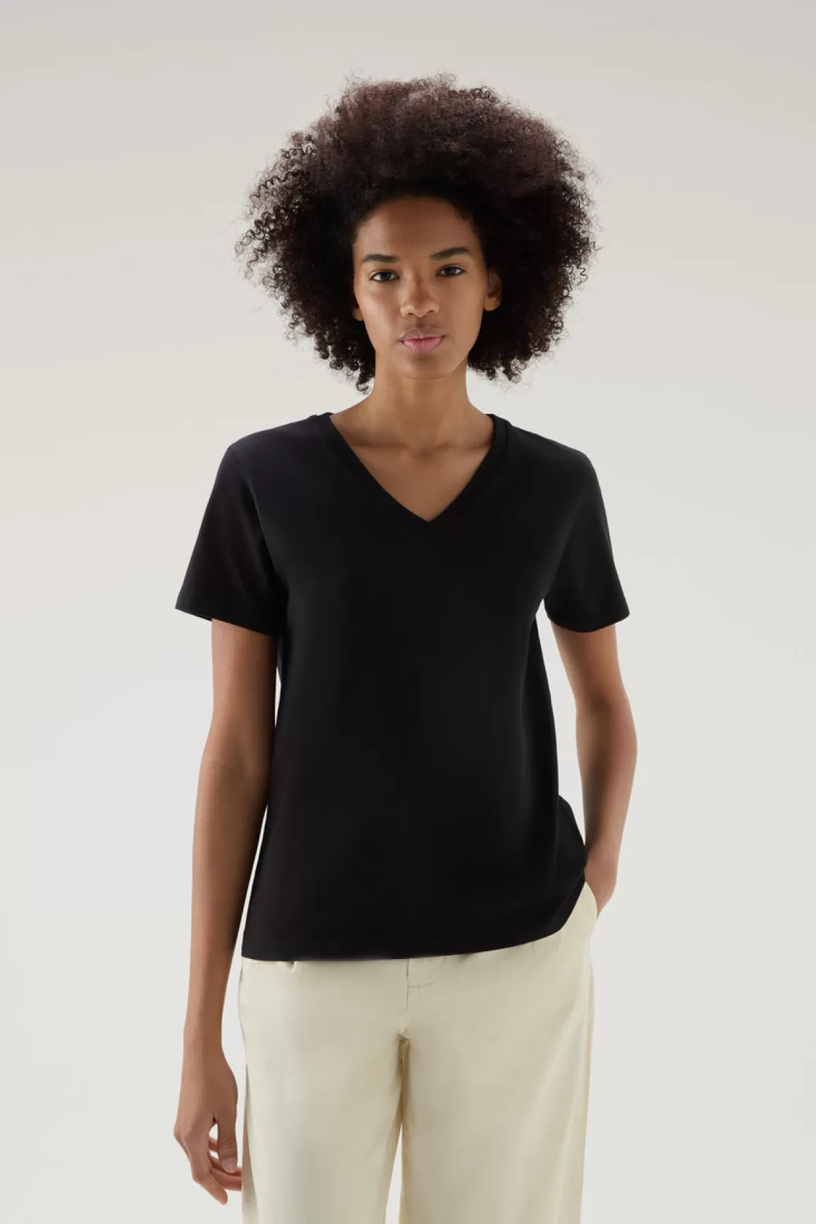 Woolrich T-shirt Met V-hals Van Zuiver Katoen Black Clearance