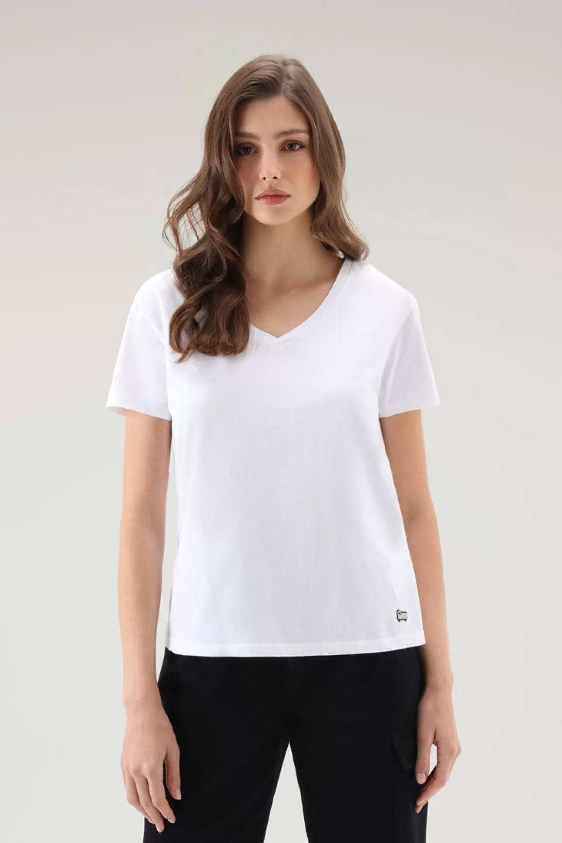 Woolrich T-shirt Met V-hals Van Zuiver Katoen Bright White Store