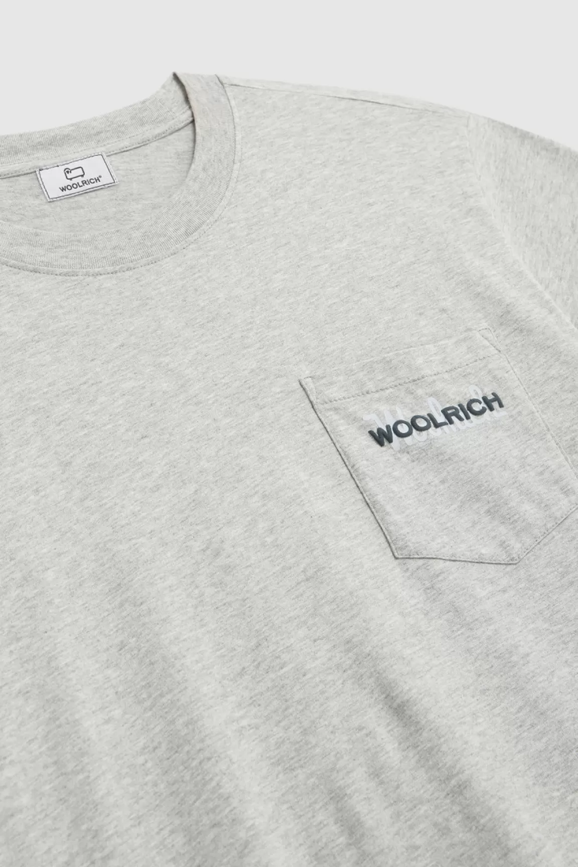 Woolrich T-shirt Met Zak En Logo In Reliëf Light Grey Melange Sale