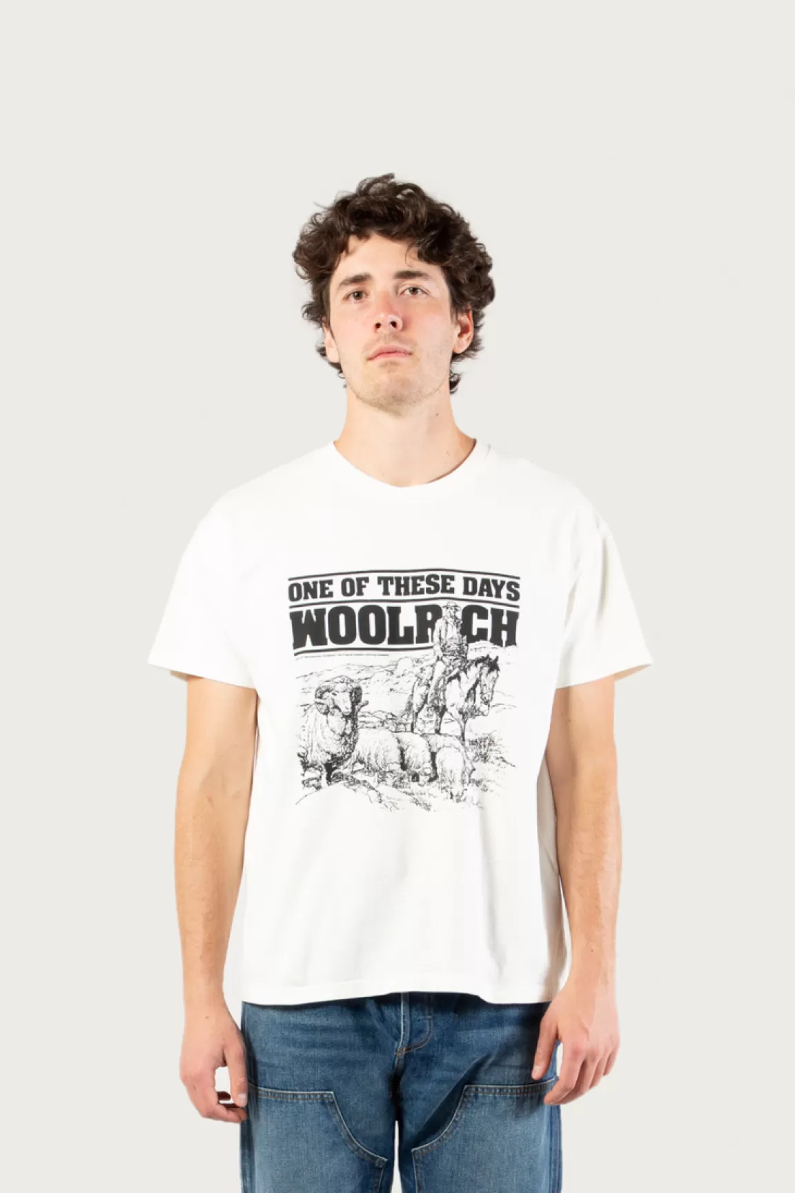 Woolrich T-shirt Van Zuiver Katoen - One Of These Days / Bone Store