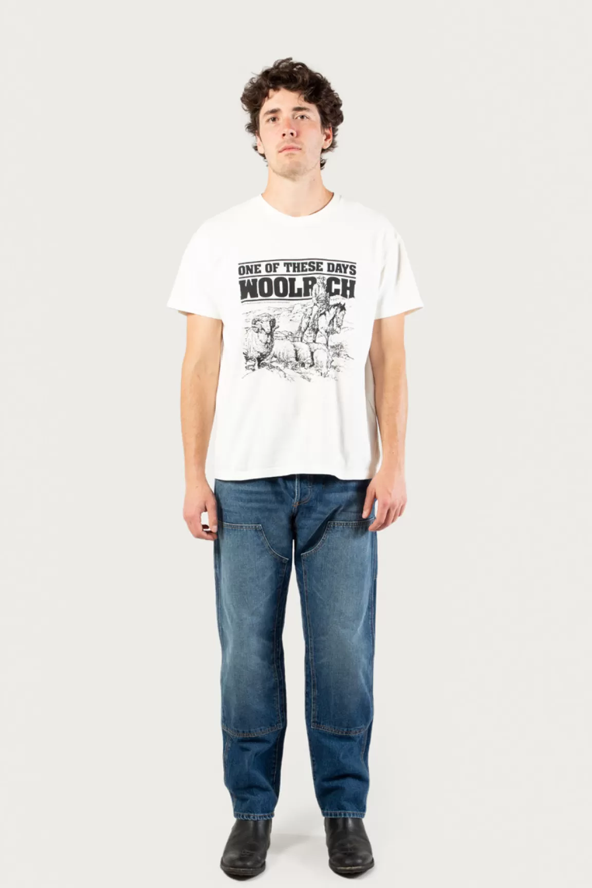 Woolrich T-shirt Van Zuiver Katoen - One Of These Days / Bone Store