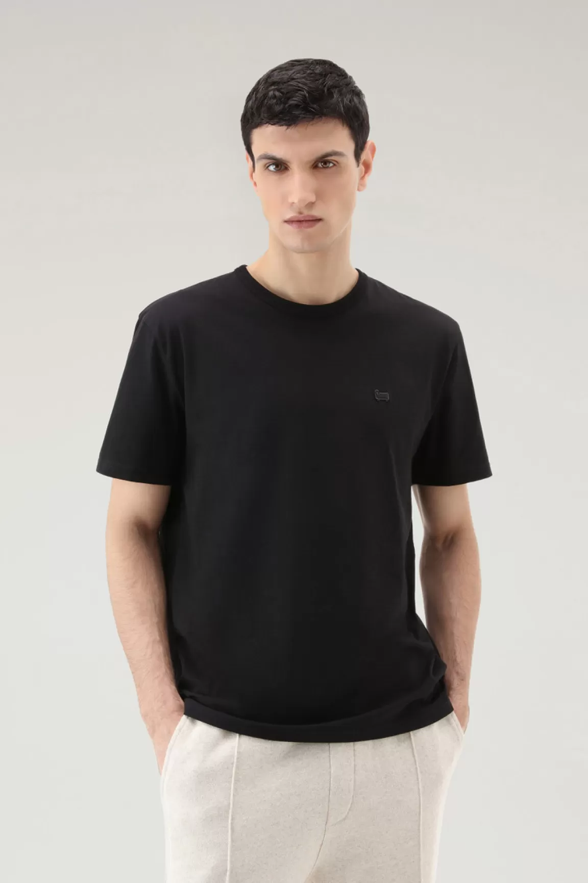 Woolrich T-shirt Van Zuiver Katoen Met Schapenlogo Black Cheap