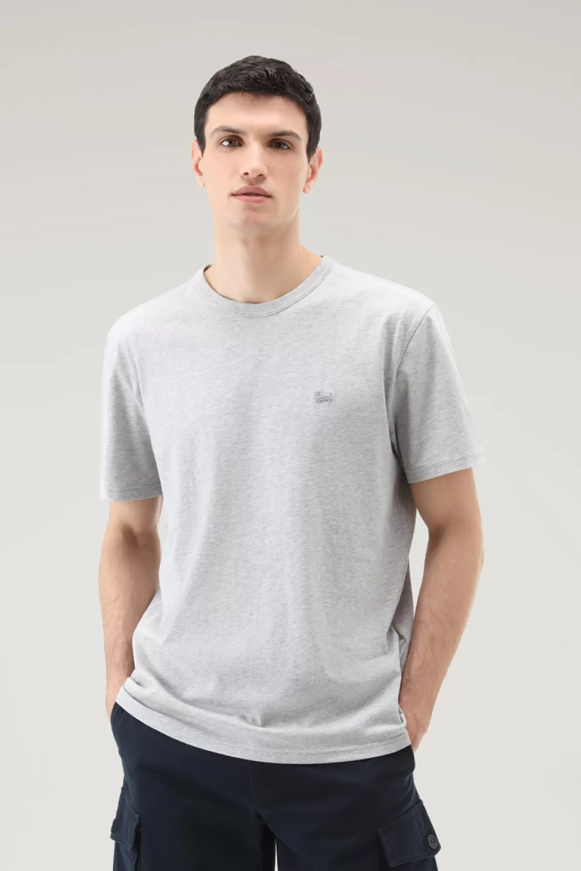 Woolrich T-shirt Van Zuiver Katoen Met Schapenlogo Light Grey Melange Sale