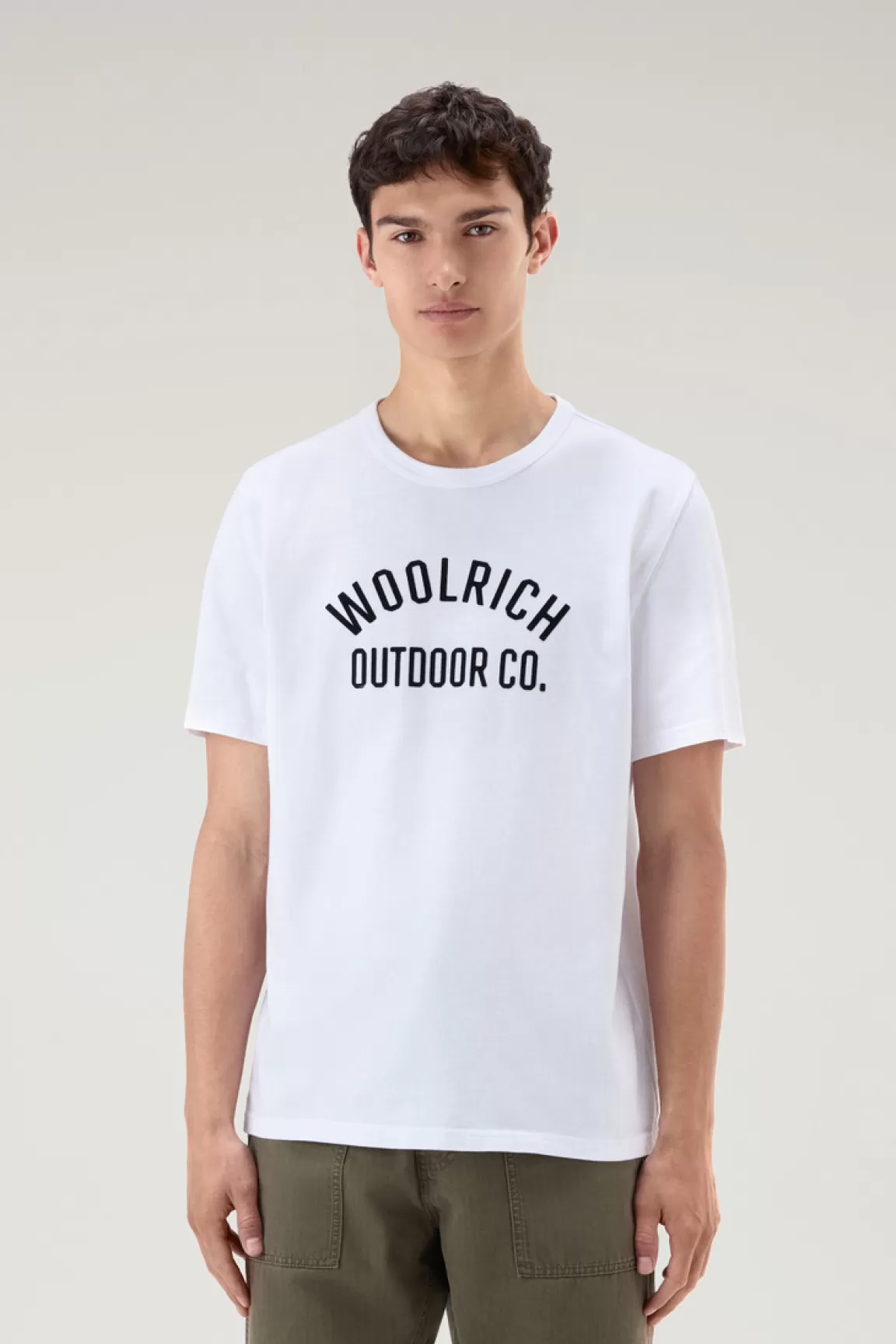 Woolrich T-shirt Van Zuiver Katoen Met Tekst Bright White Discount