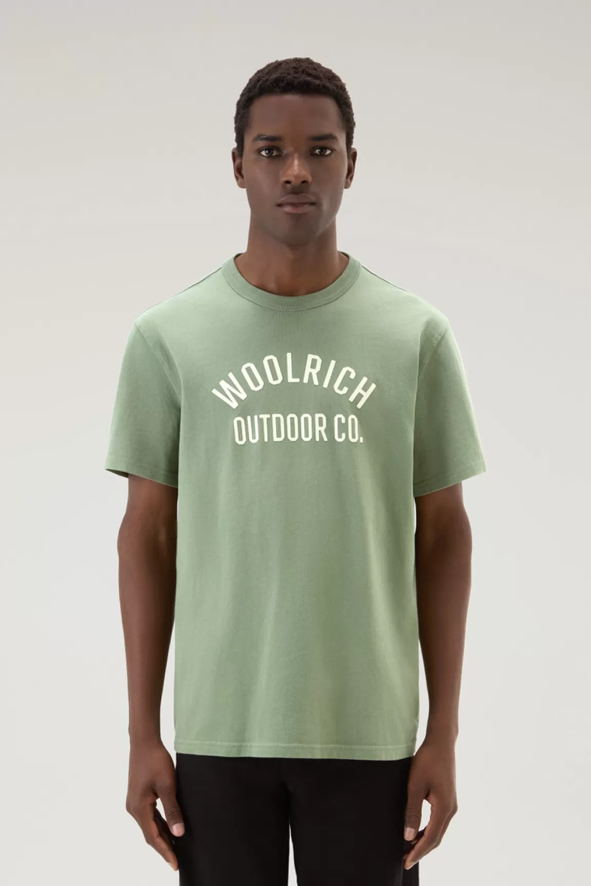 Woolrich T-shirt Van Zuiver Katoen Met Tekst Tundra Grey Discount