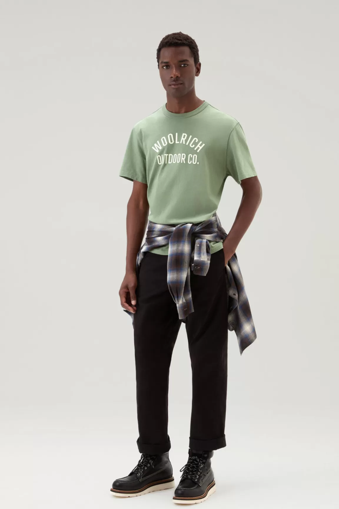 Woolrich T-shirt Van Zuiver Katoen Met Tekst Tundra Grey Discount