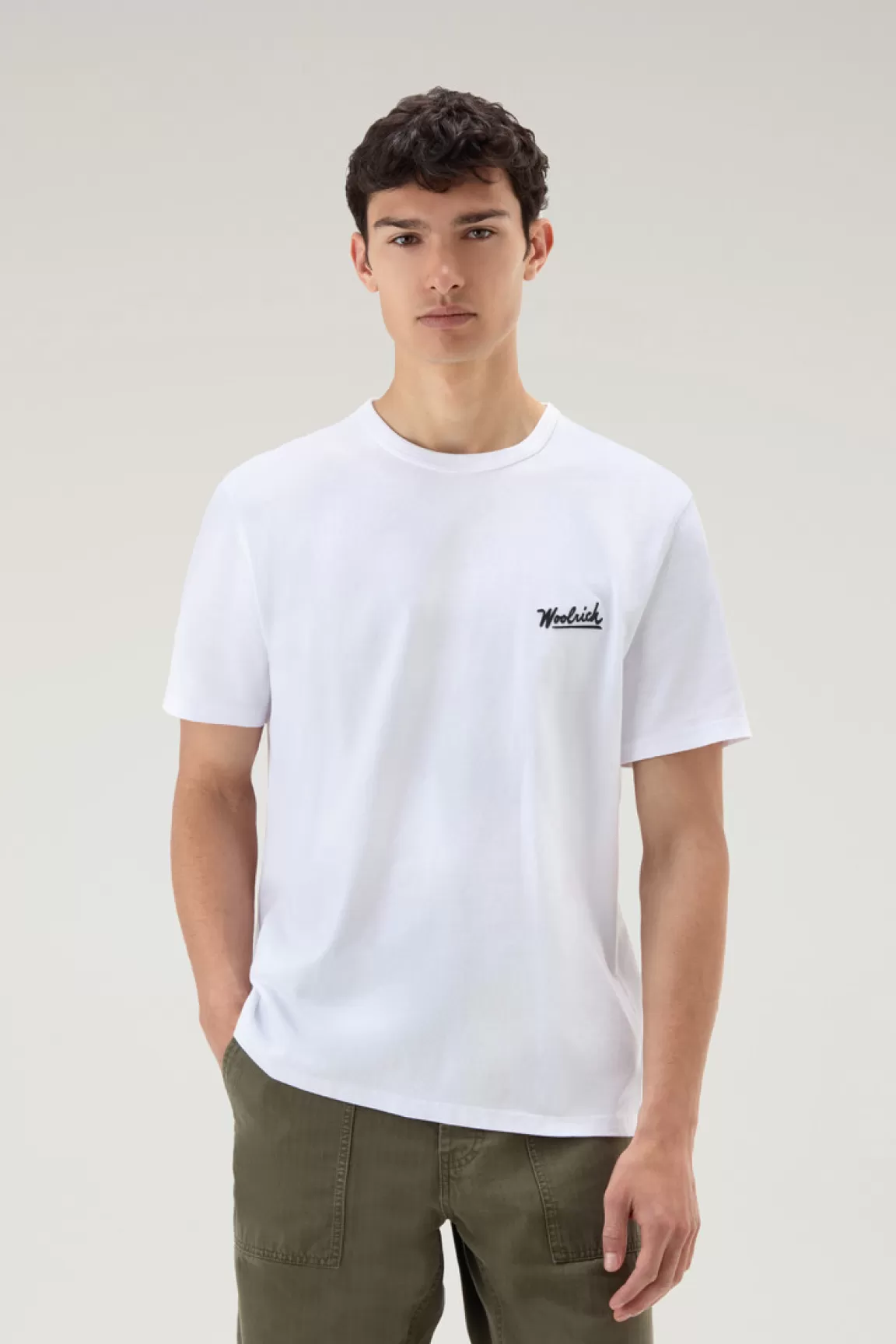 Woolrich T-shirt Van Zuiver Katoen Met Westernprint Op De Rug Bright White Flash Sale
