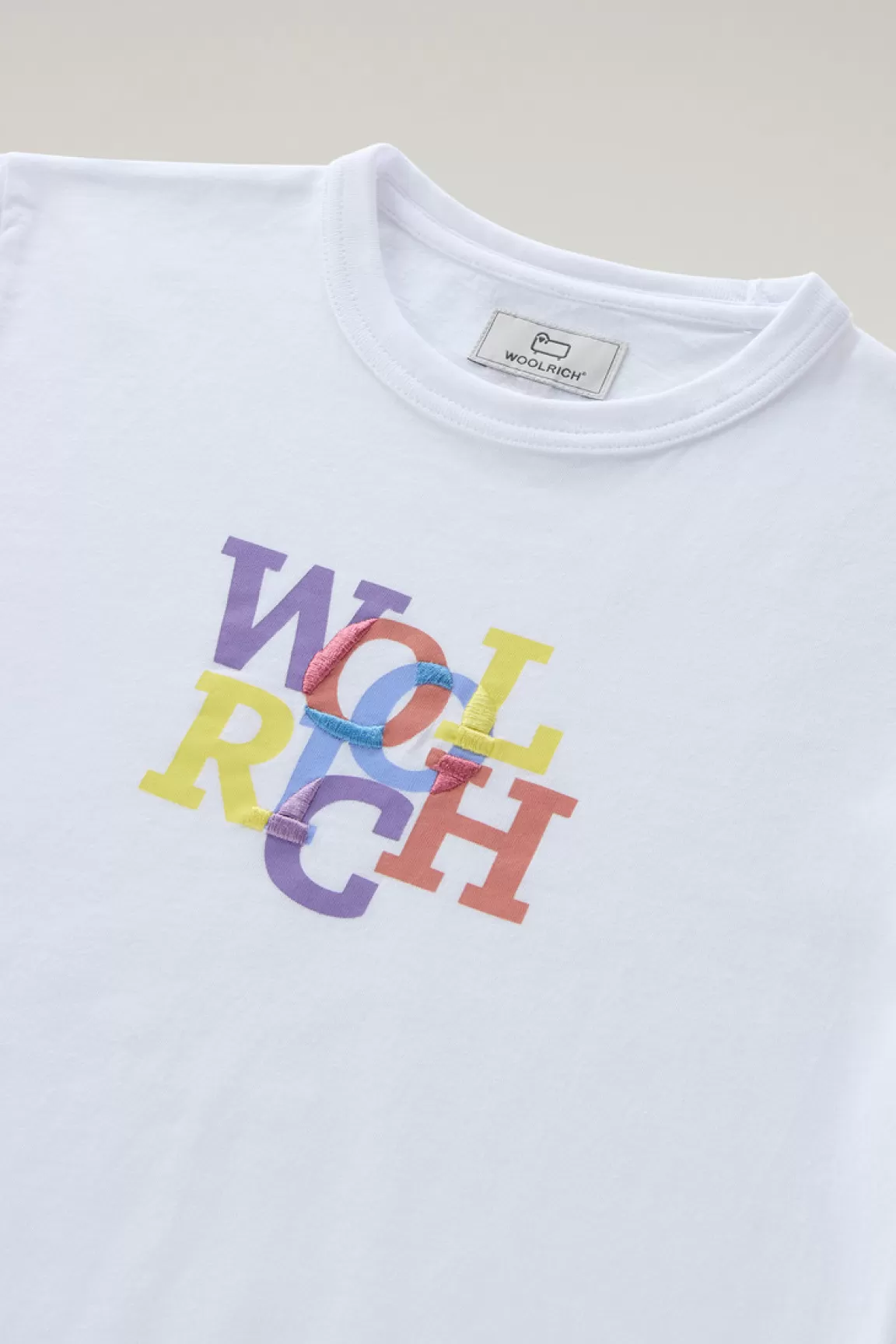 Woolrich T-shirt Voor Jongens Van Zuiver Katoen Met Grafische Print Bright White Store
