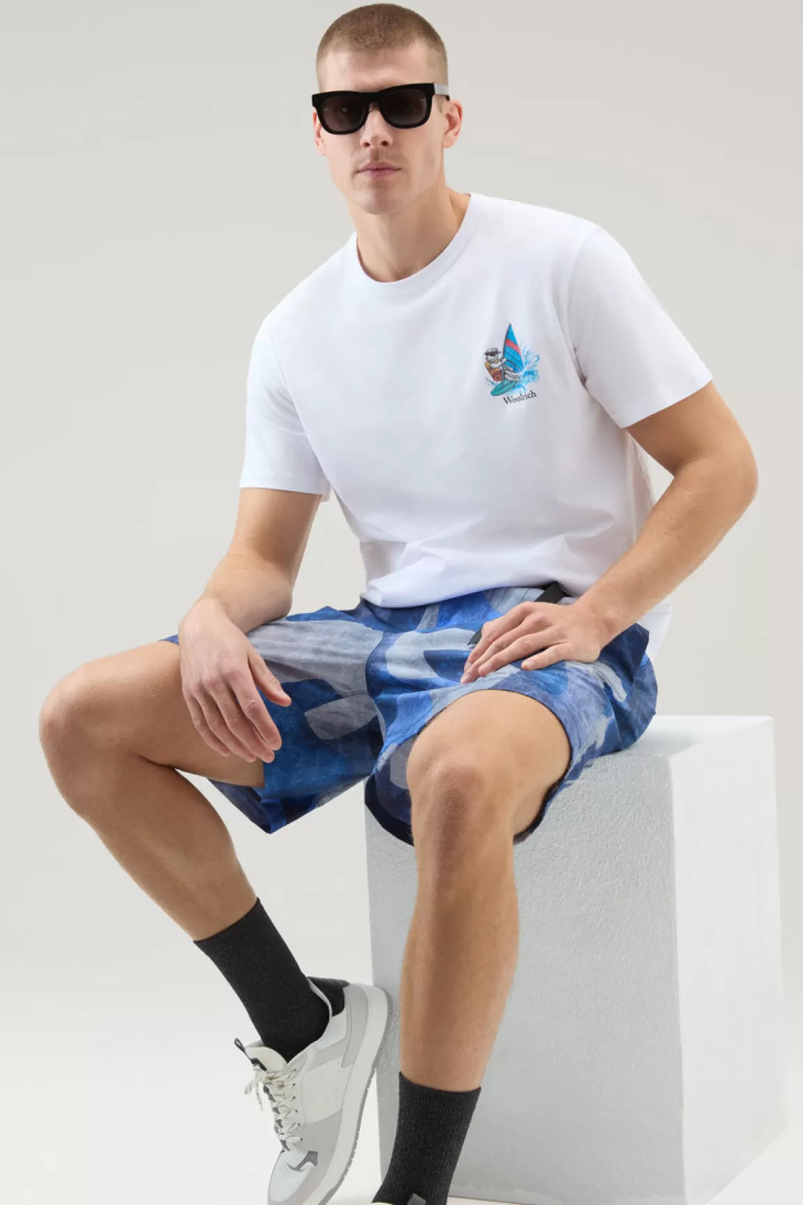 Woolrich T-shirt Voor Jongens Van Zuiver Katoen Met Grafische Print Bright White Hot