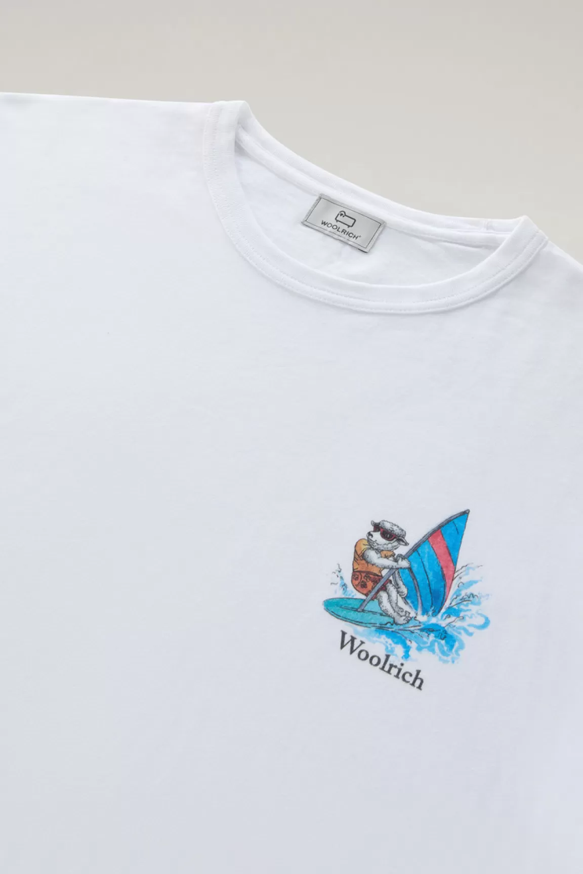 Woolrich T-shirt Voor Jongens Van Zuiver Katoen Met Grafische Print Bright White Hot