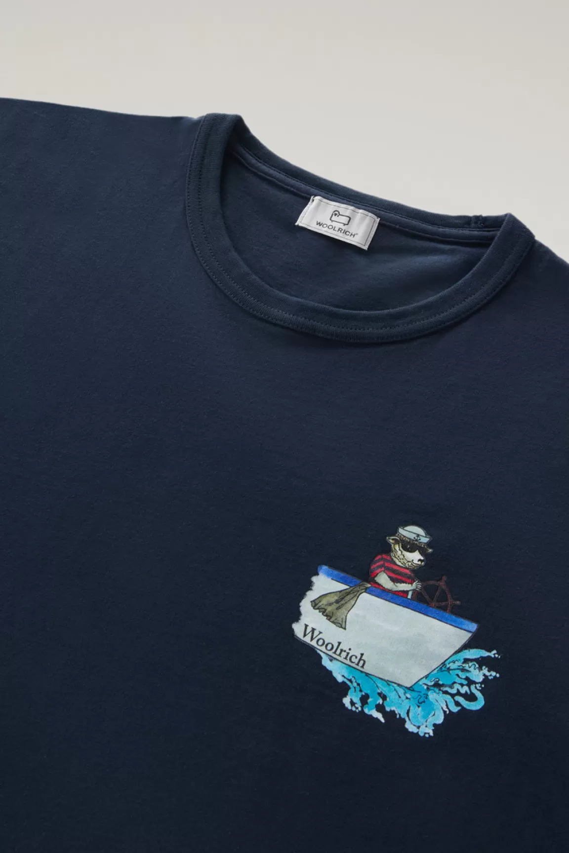Woolrich T-shirt Voor Jongens Van Zuiver Katoen Met Grafische Print Melton Blue Discount
