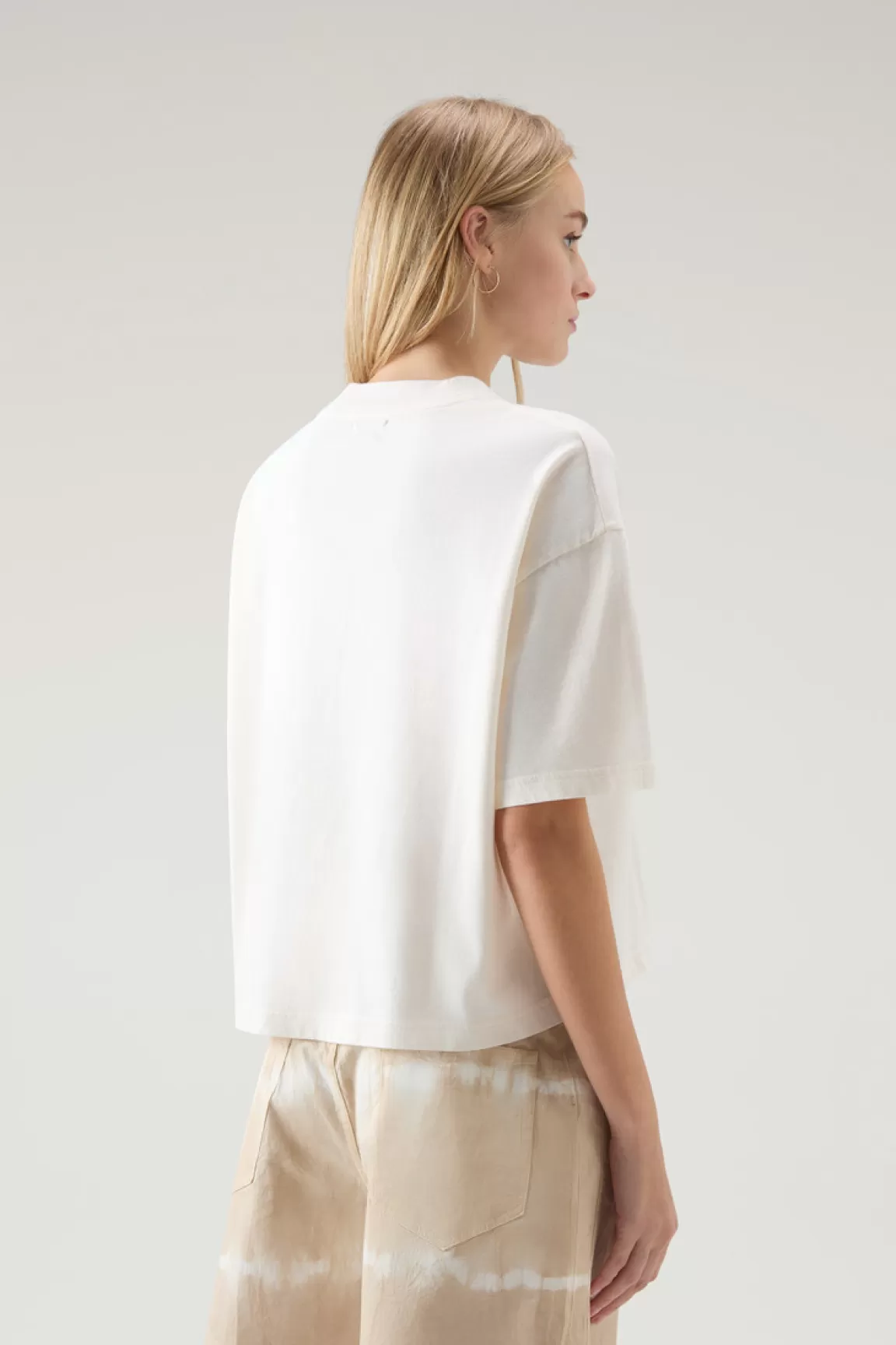 Woolrich T-shirt Voor Jongens Van Zuiver Katoen Met Grafische Print Plaster White New
