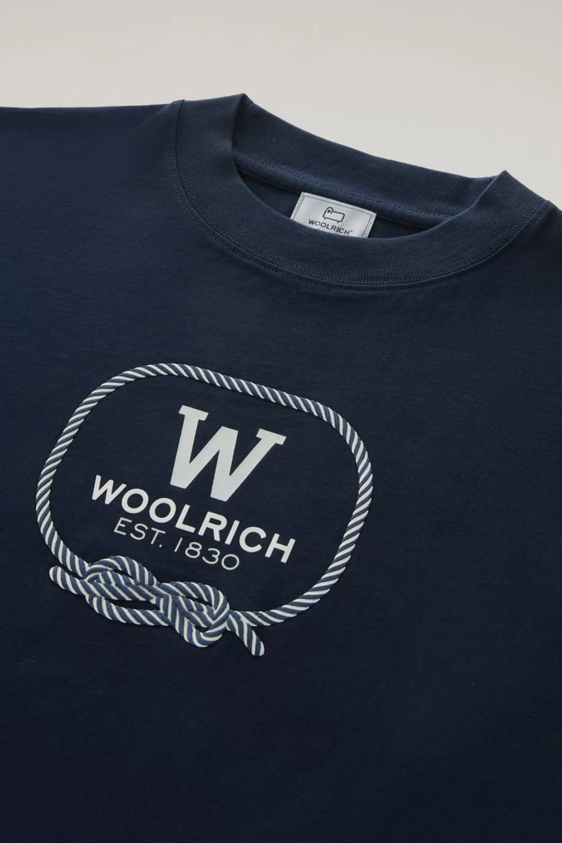 Woolrich T-shirt Voor Jongens Van Zuiver Katoen Met Grafische Print Melton Blue Online