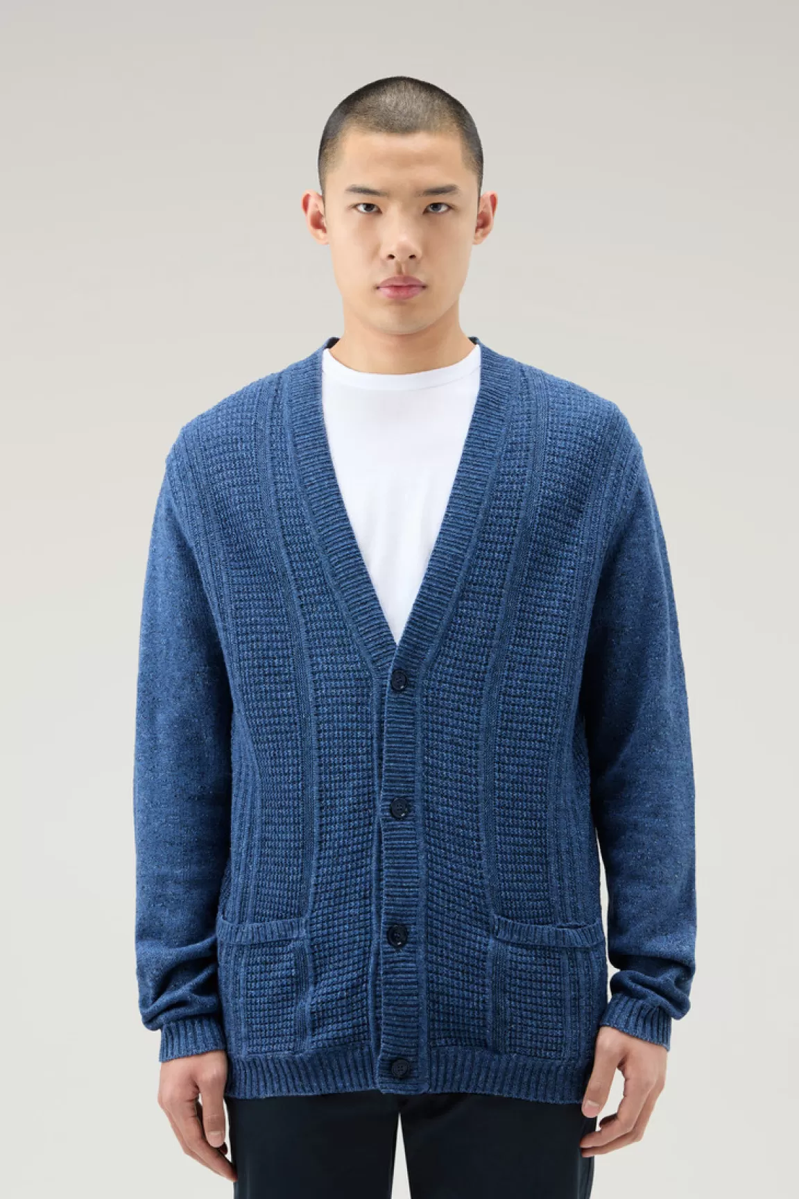 Woolrich Vest Van Een Mix Van Katoen En Linnen Indigo Hot