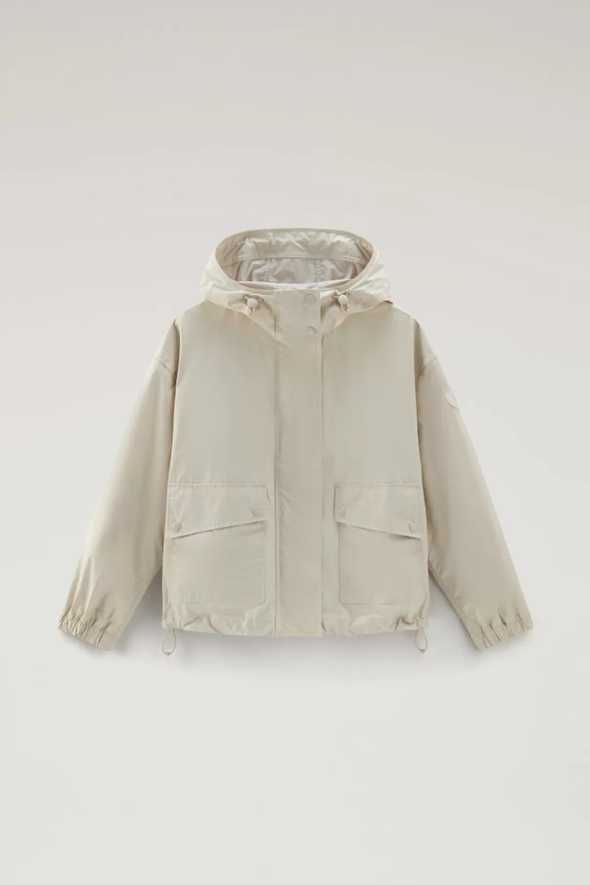 Woolrich Waxed Jack In Een Mix Van Katoen En Nylon Met Capuchon Light Oak Hot