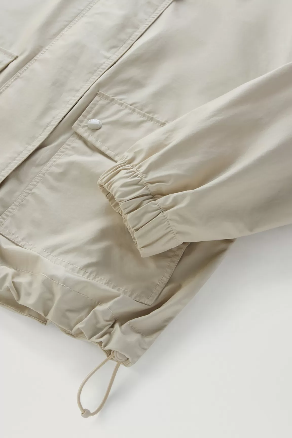 Woolrich Waxed Jack In Een Mix Van Katoen En Nylon Met Capuchon Light Oak Hot