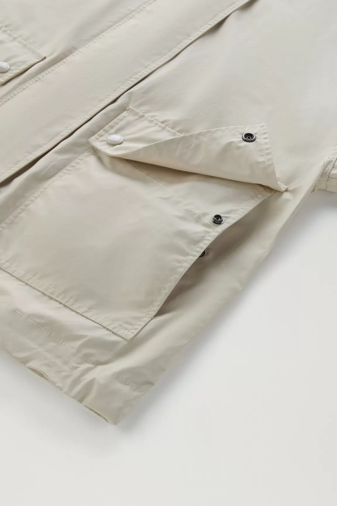 Woolrich Waxed Jack In Een Mix Van Katoen En Nylon Met Capuchon Light Oak Hot