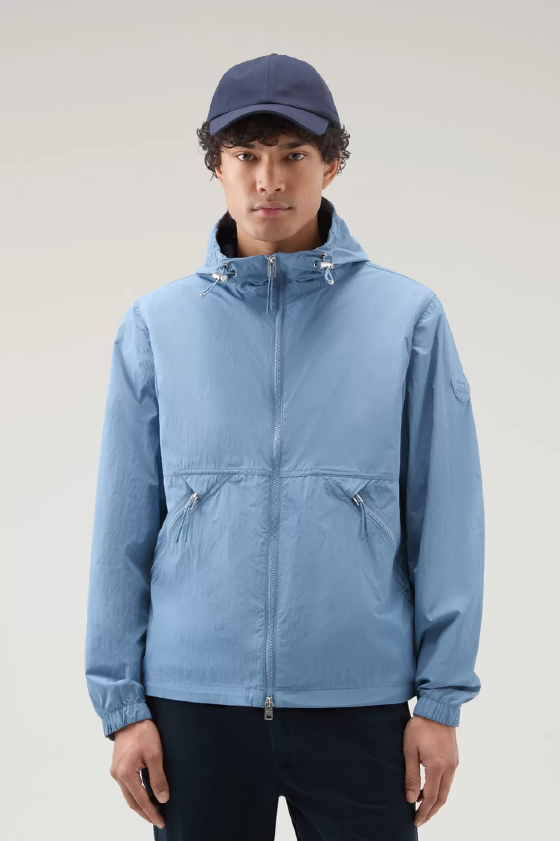 Woolrich Windjack Van Crinkle Nylon Met Capuchon Pastel Indigo Sale