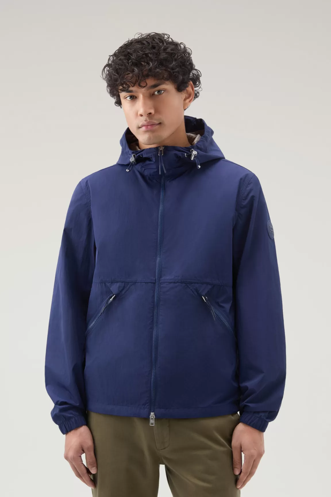 Woolrich Windjack Van Crinkle Nylon Met Capuchon Maritime Blue Cheap