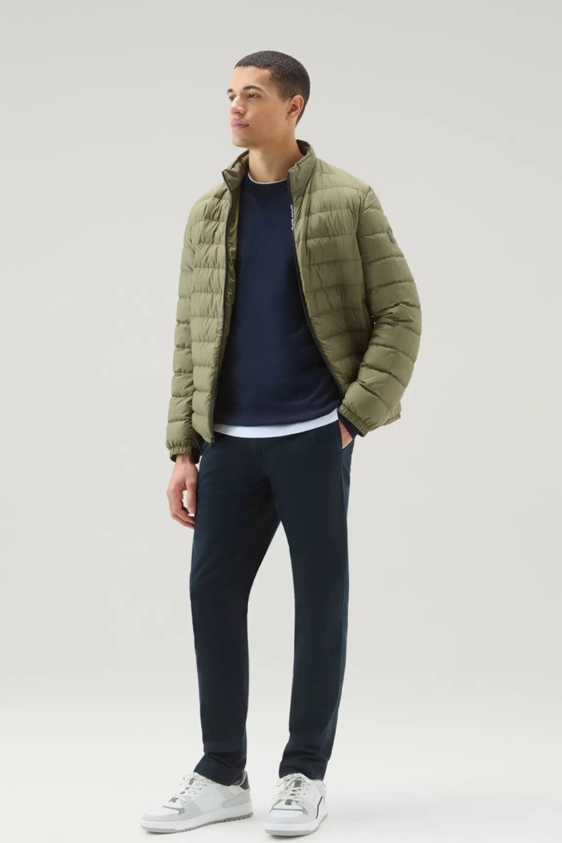 Woolrich Zuiver Katoenen Breiwerk Met Ronde Hals Melton Blue New