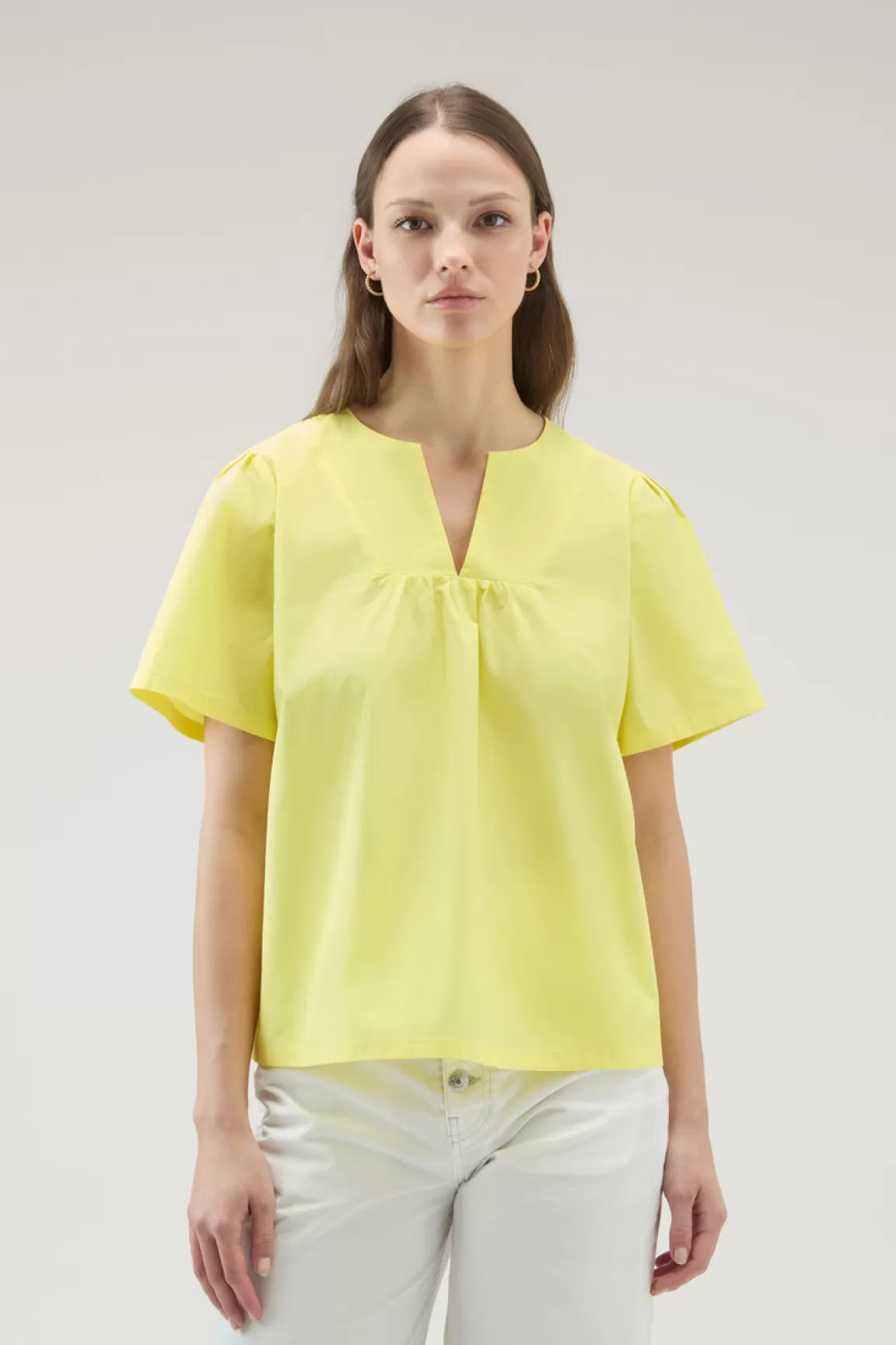 Woolrich Zuiver Katoenen Popeline Blouse Sunny Lemon New