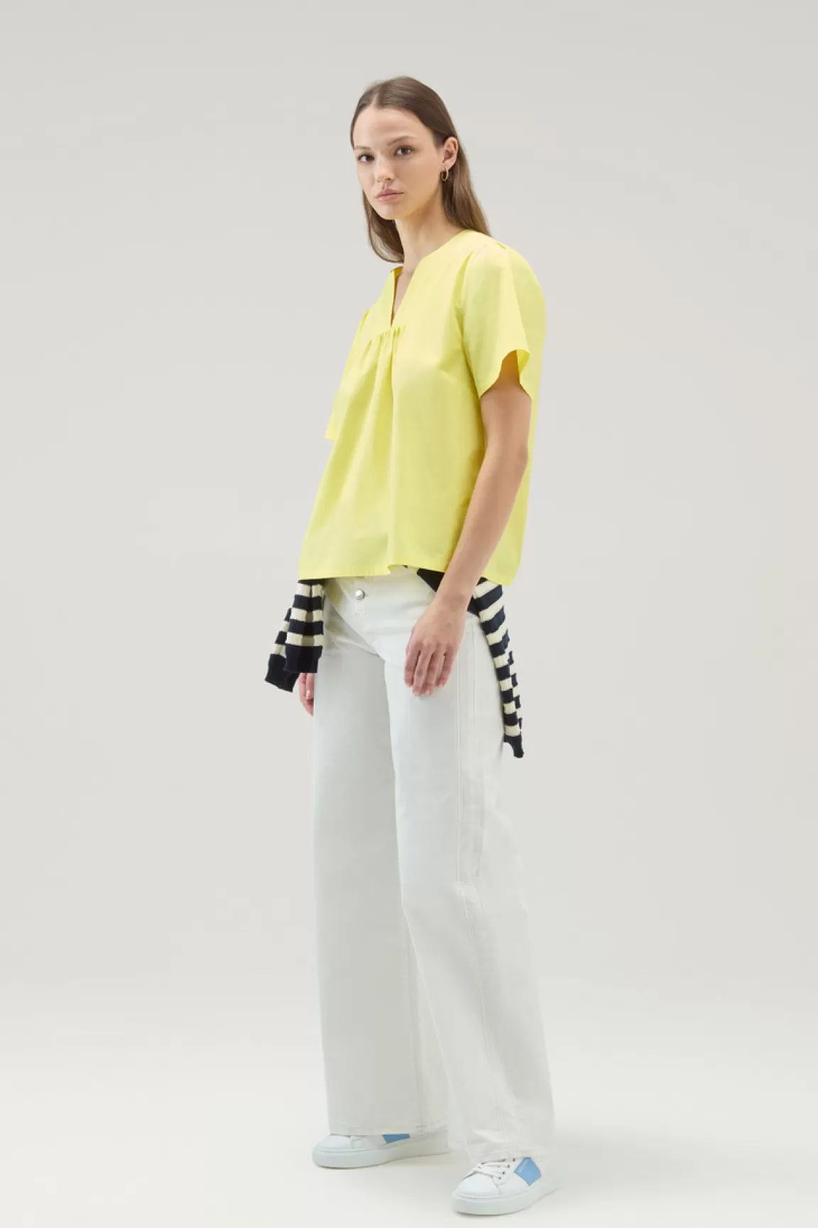 Woolrich Zuiver Katoenen Popeline Blouse Sunny Lemon New