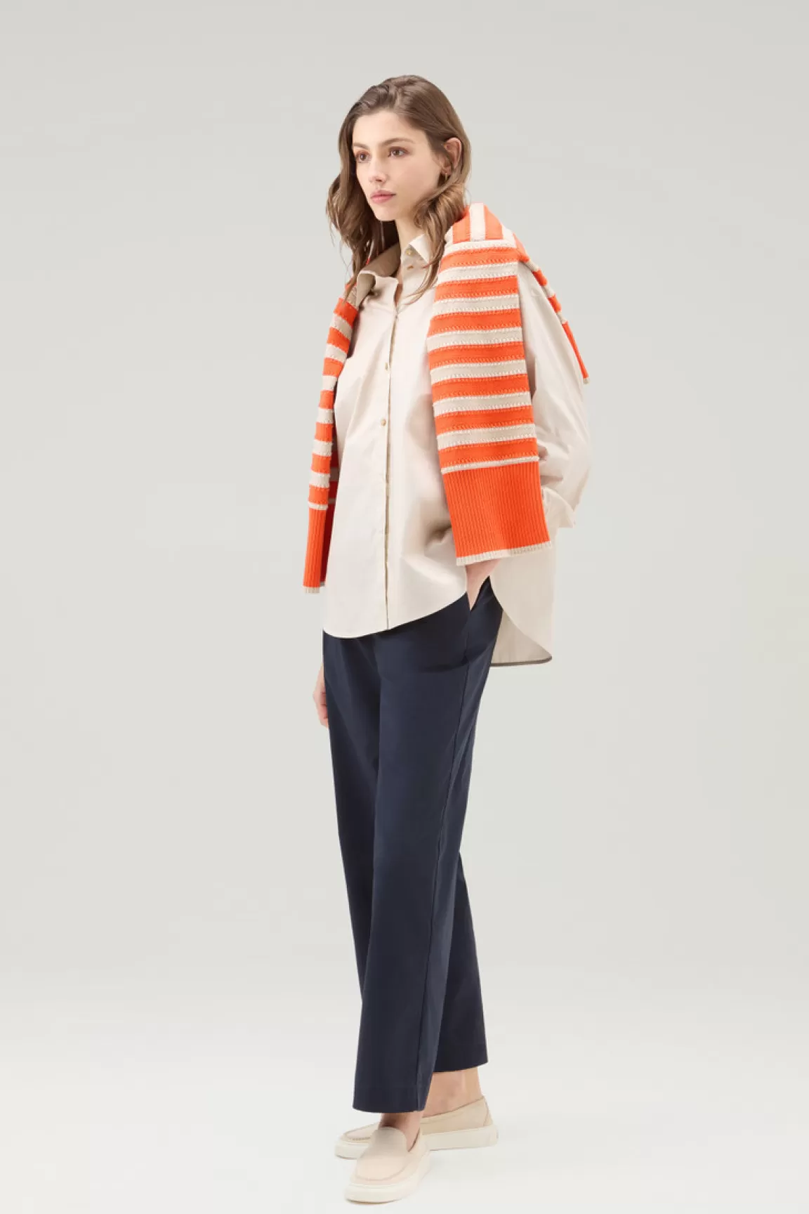 Woolrich Zuiver Katoenen Popeline Overhemd Light Oak Store