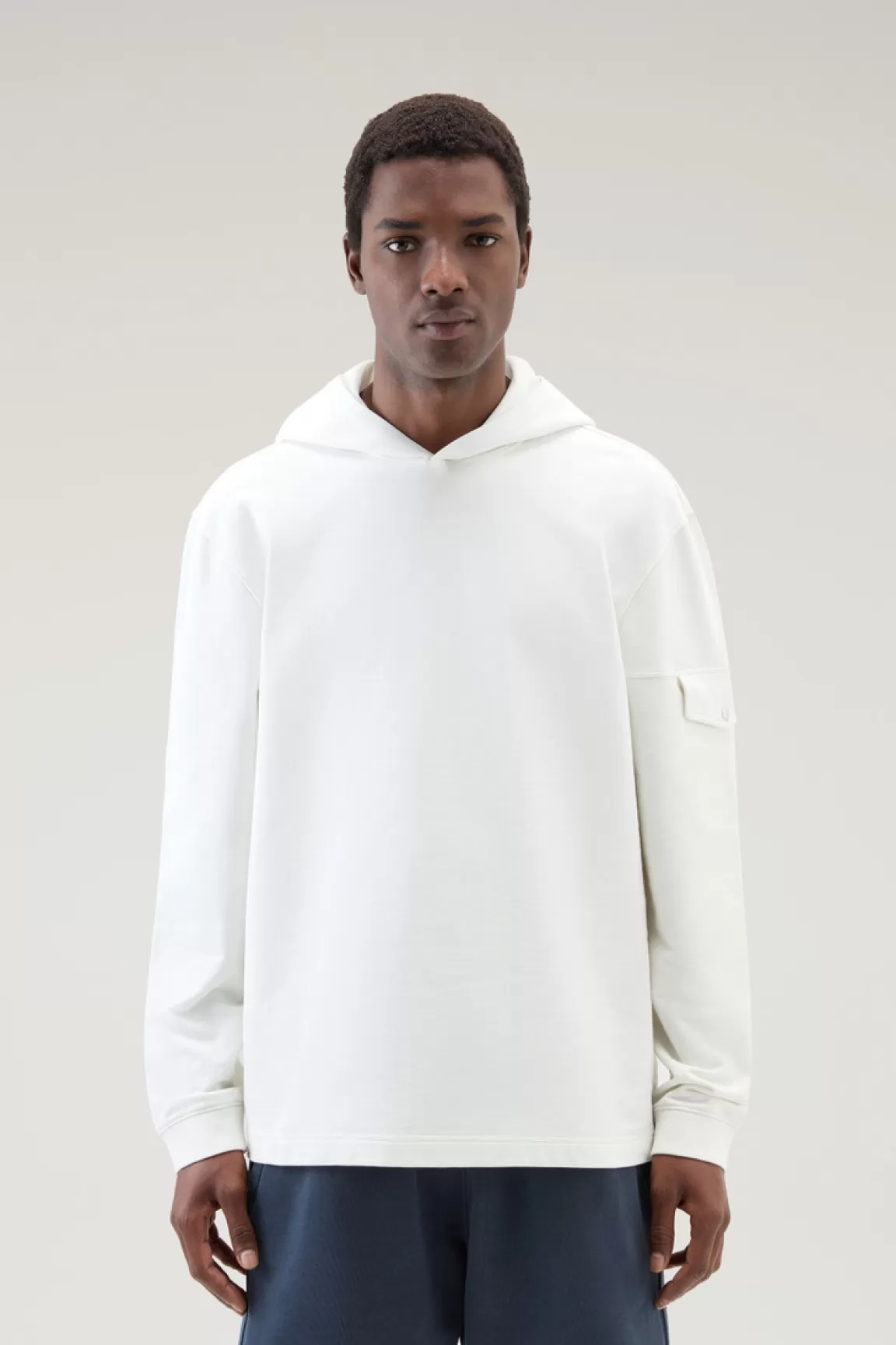 Woolrich Zuiver Katoenen Sweater Met Capuchon En Zak Stone Clearance