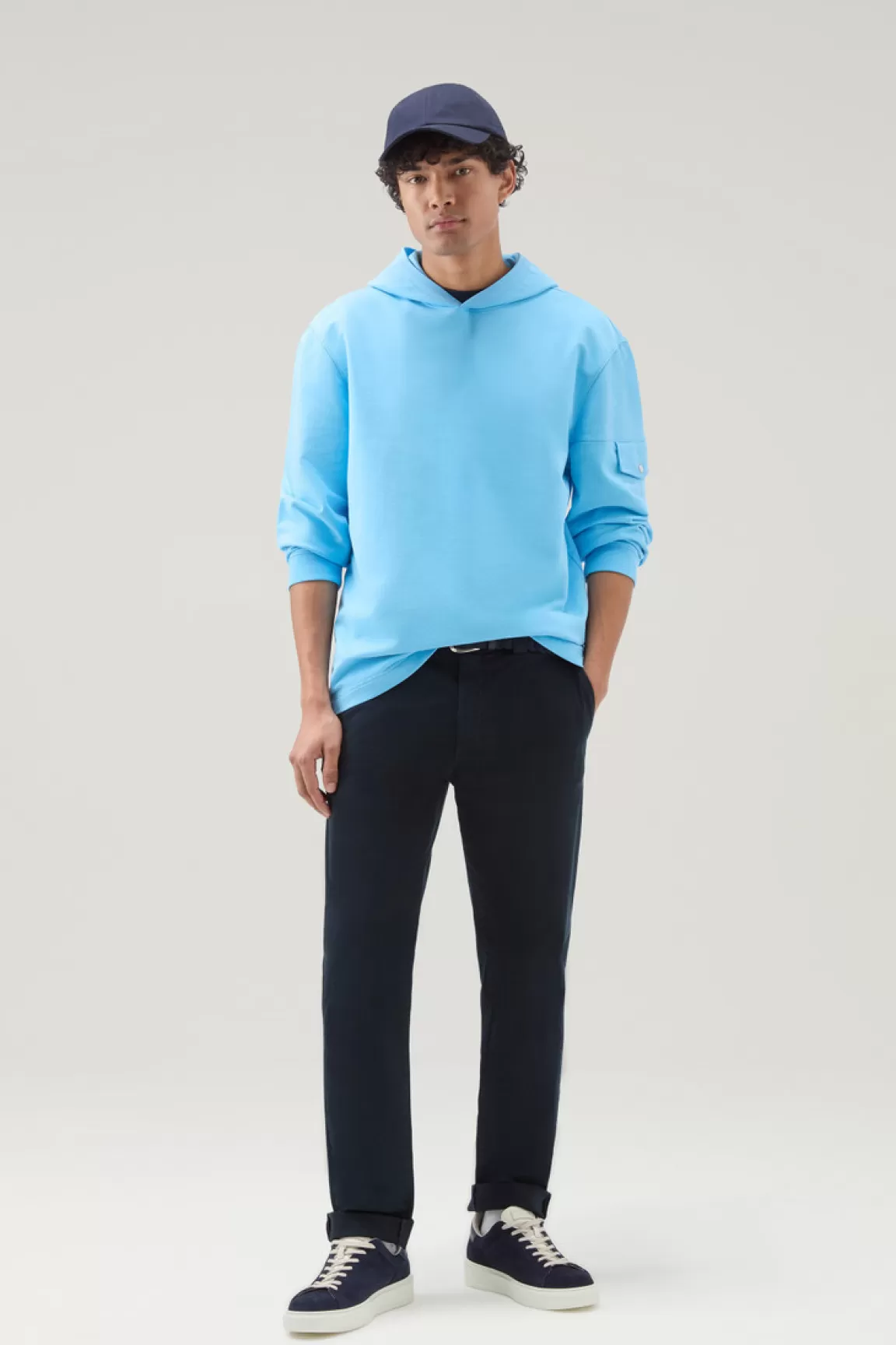 Woolrich Zuiver Katoenen Sweater Met Capuchon En Zak Alaskan Blue Online