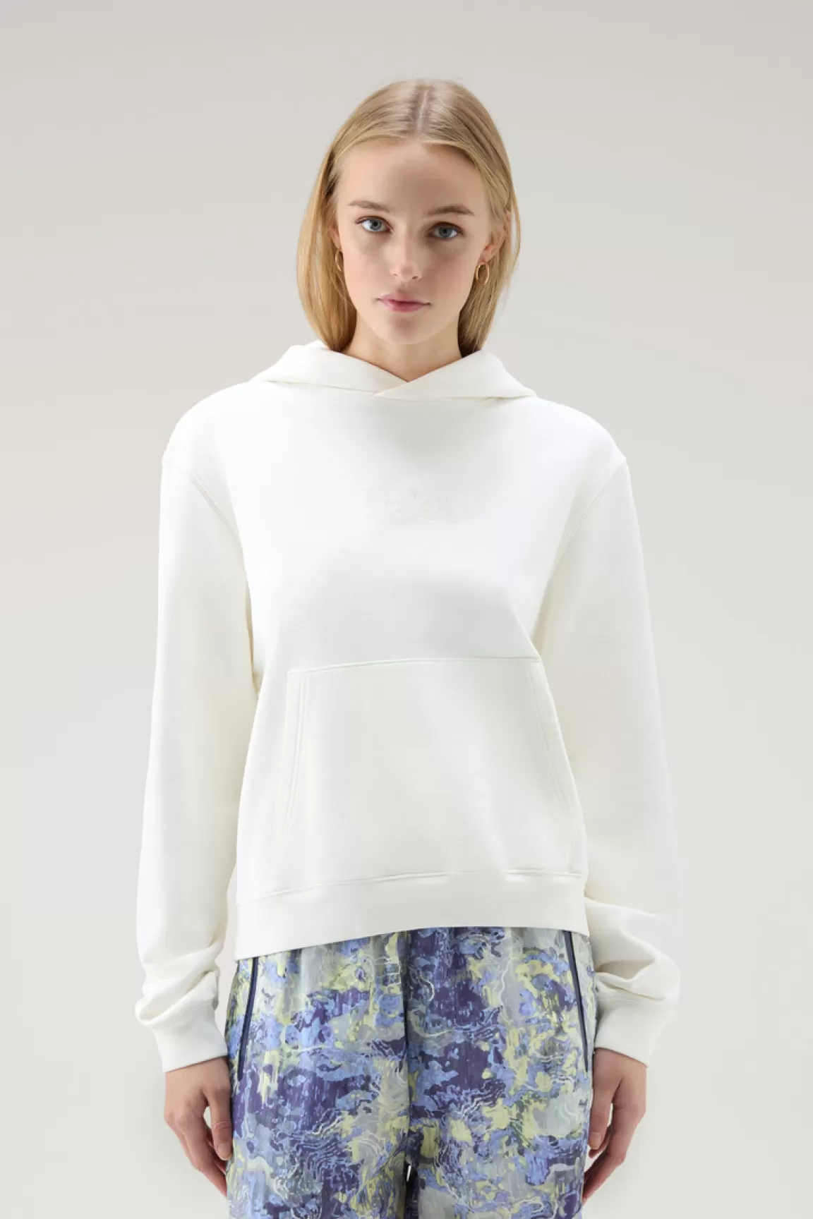 Woolrich Zuiver Katoenen Sweater Met Capuchon Met Geborduurd Logo Plaster White Sale