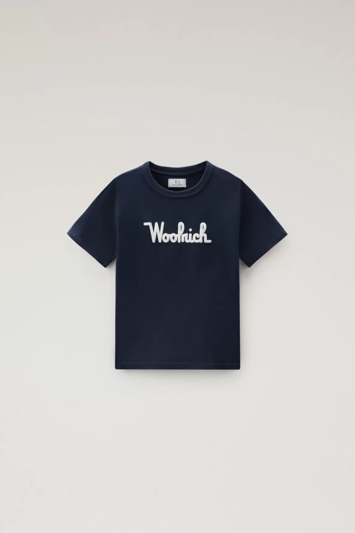 Woolrich Zuiver Katoenen T-shirt Met Borduursel Melton Blue Sale