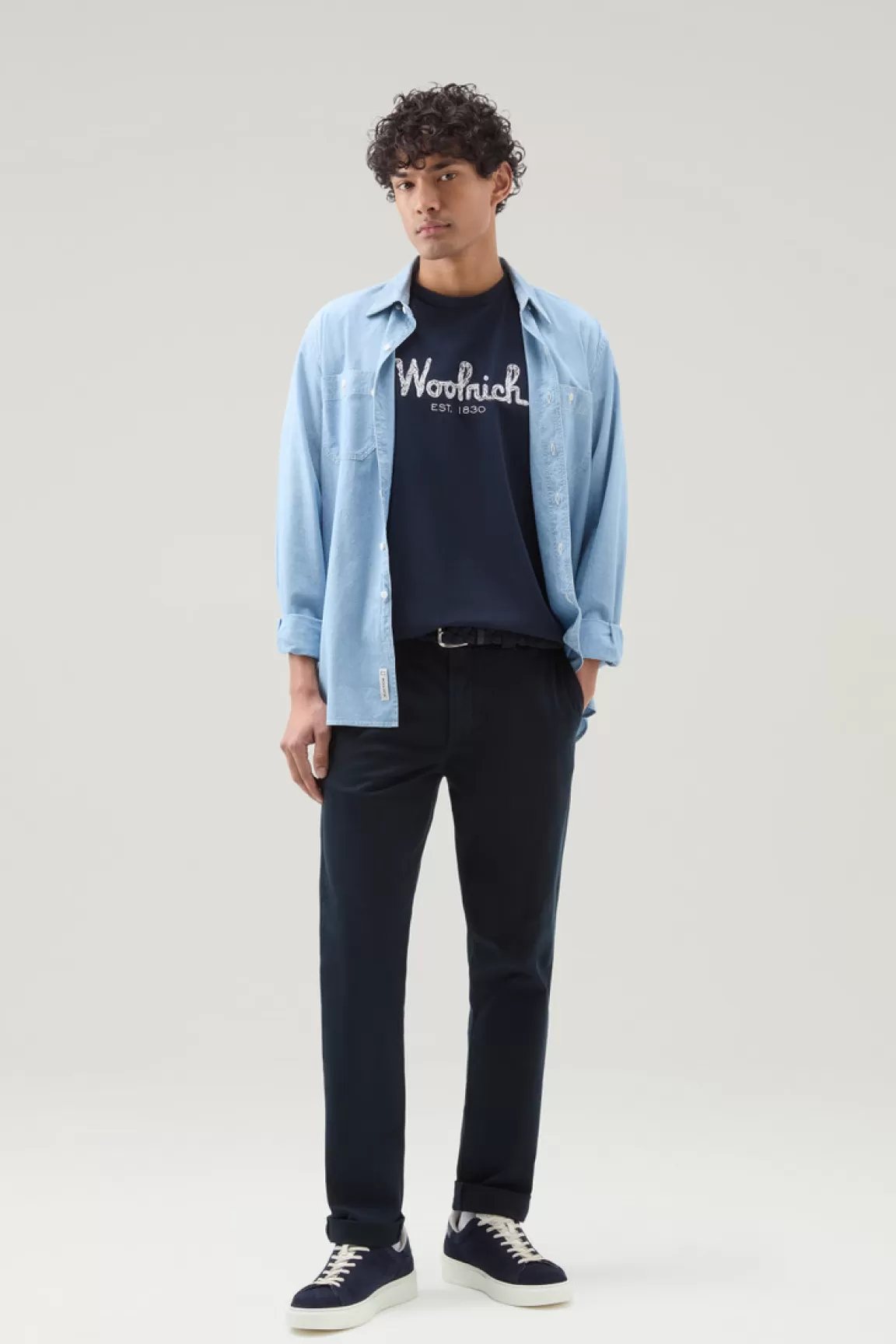 Woolrich Zuiver Katoenen T-shirt Met Borduursel Melton Blue New
