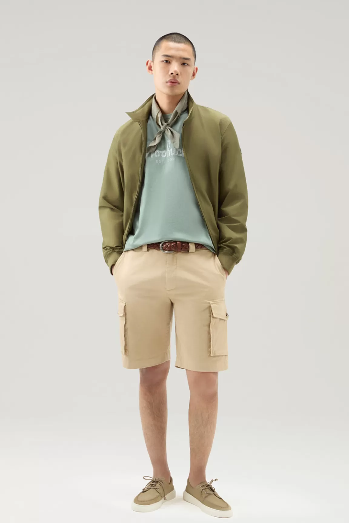 Woolrich Zuiver Katoenen T-shirt Met Borduursel Sage New