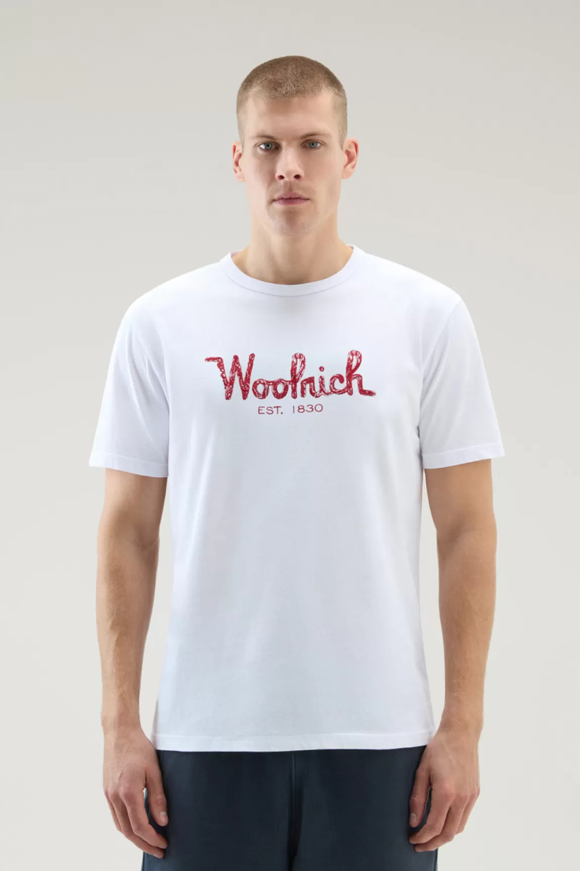 Woolrich Zuiver Katoenen T-shirt Met Borduursel Bright White Cheap