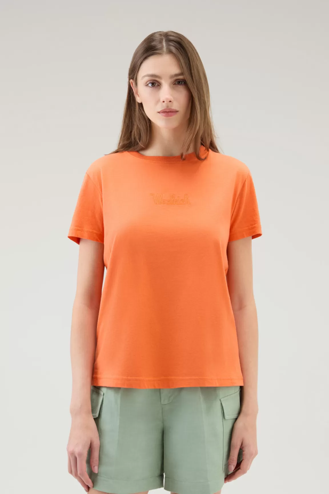 Woolrich Zuiver Katoenen T-shirt Met Geborduurd Logo Koi Fashion