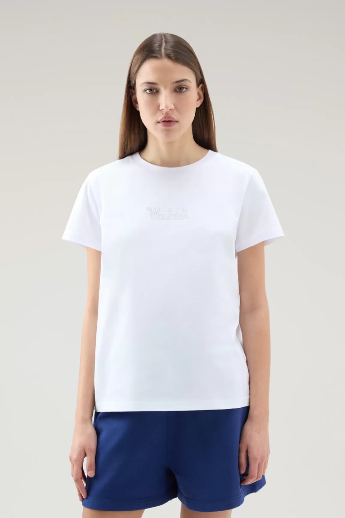 Woolrich Zuiver Katoenen T-shirt Met Geborduurd Logo Bright White Store