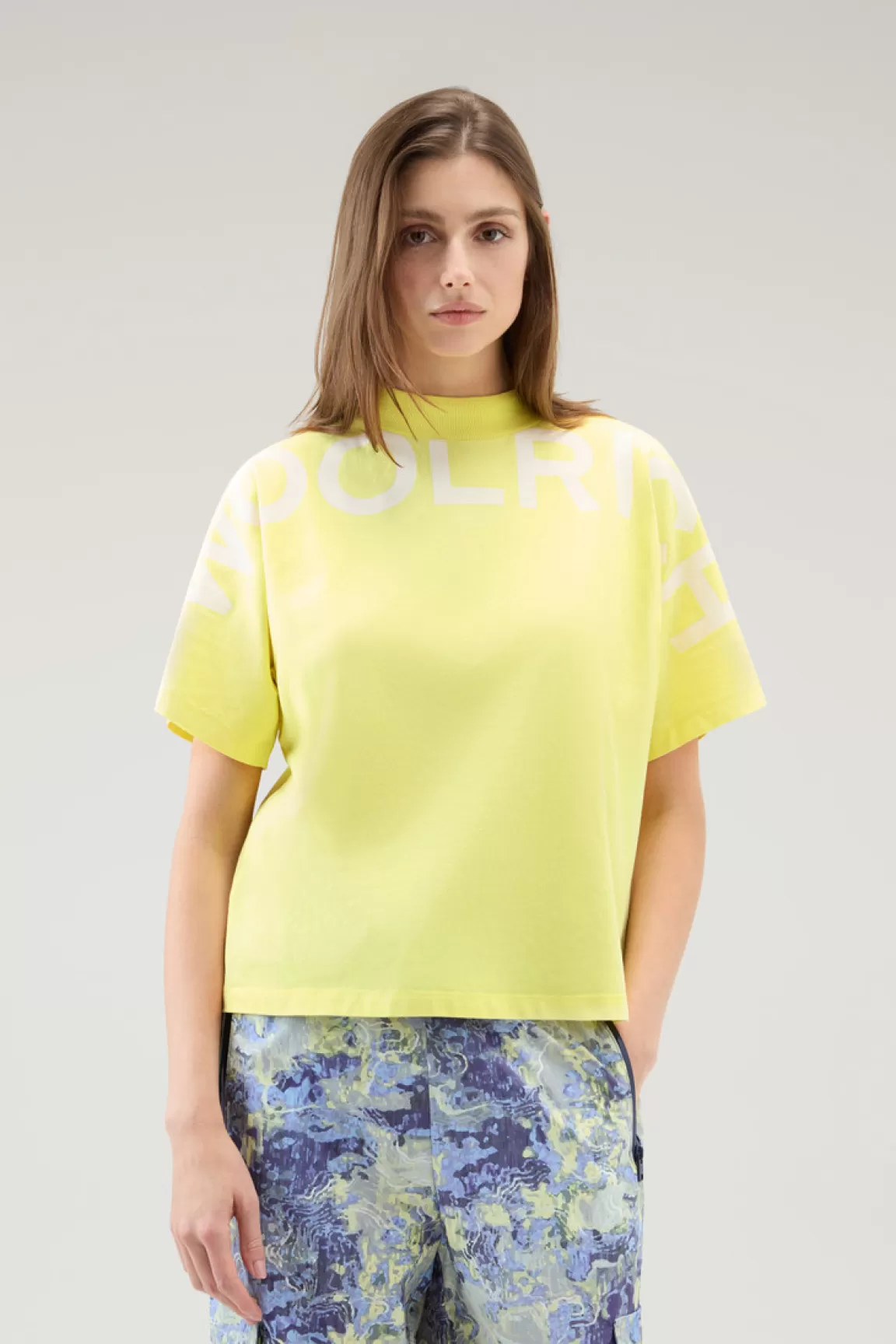 Woolrich Zuiver Katoenen T-shirt Met Maxi-print Sunny Lemon Cheap