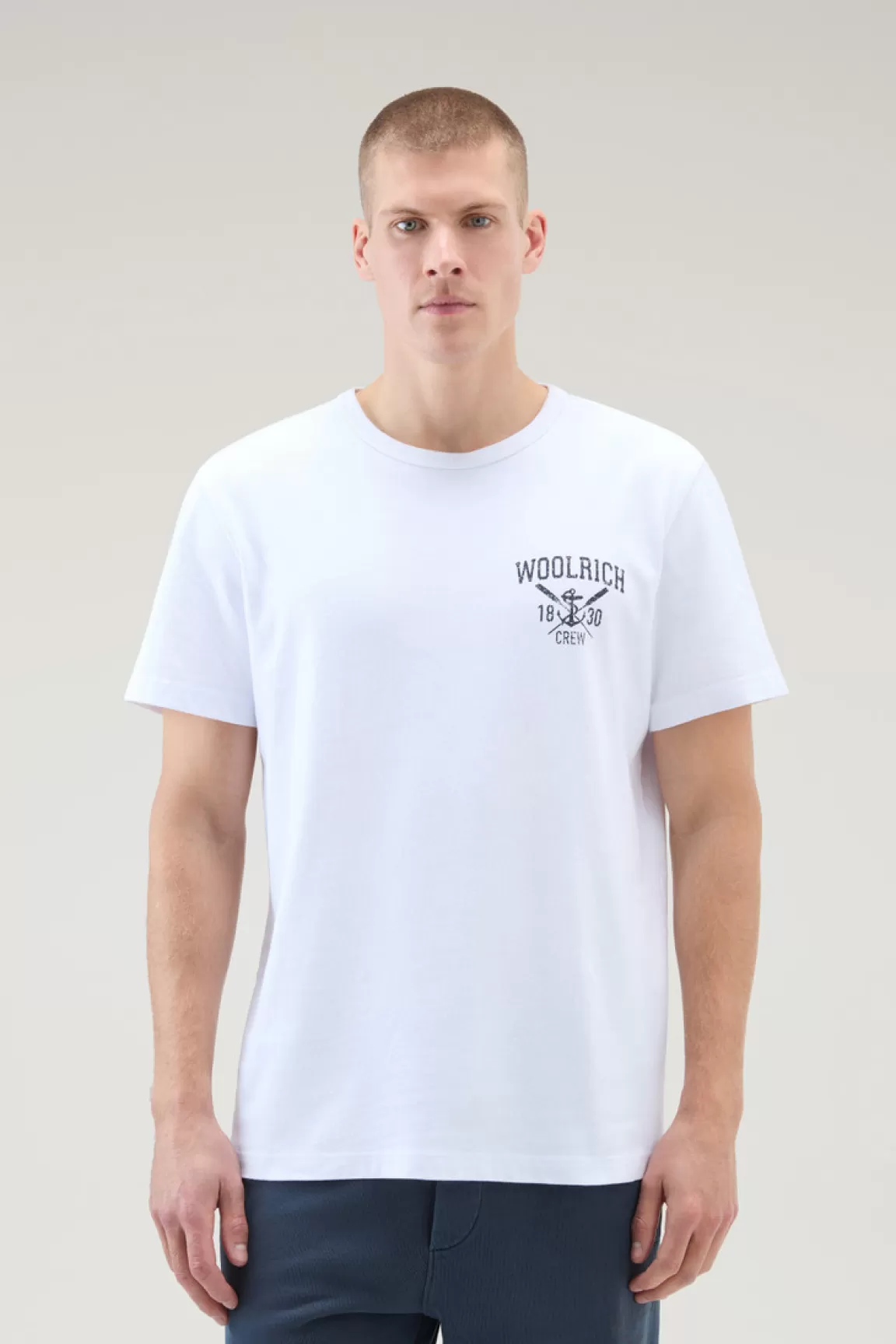 Woolrich Zuiver Katoenen T-shirt Met Nautische Print Bright White Discount