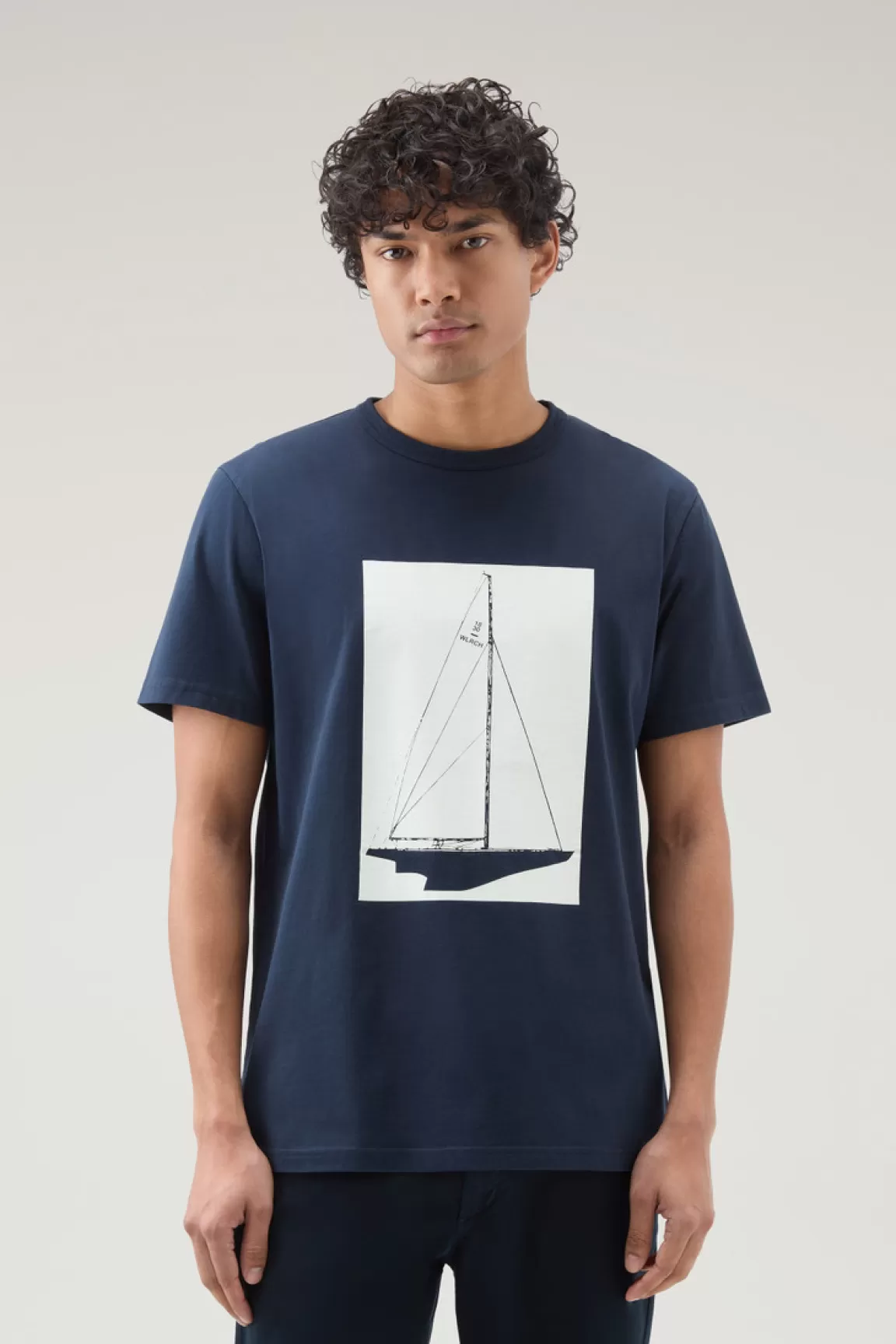 Woolrich Zuiver Katoenen T-shirt Met Nautische Print Melton Blue Sale