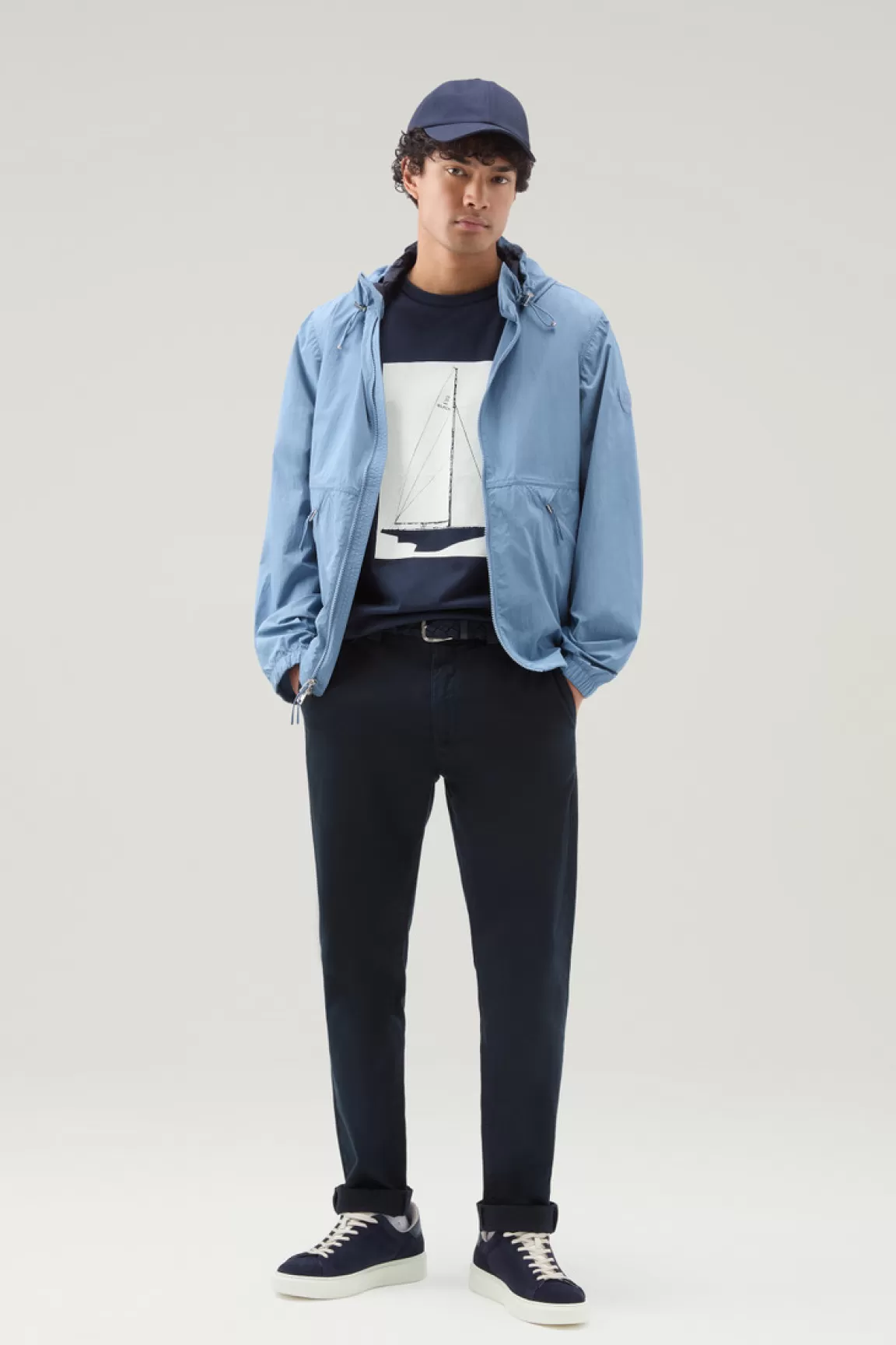 Woolrich Zuiver Katoenen T-shirt Met Nautische Print Melton Blue Sale